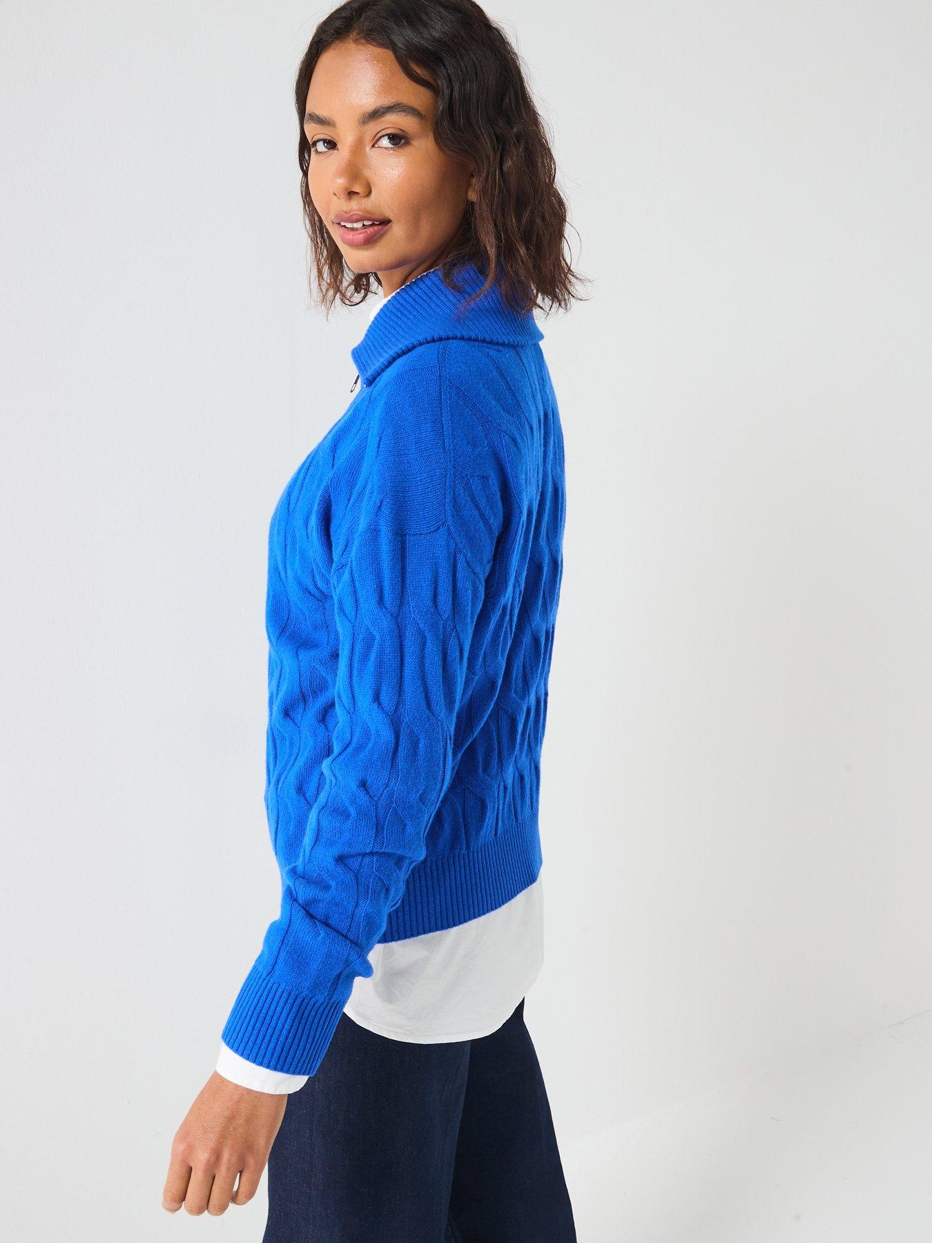 Image 4 of 6 of Tommy Hilfiger Wool Cable Half Zip Sweatshirt - Black