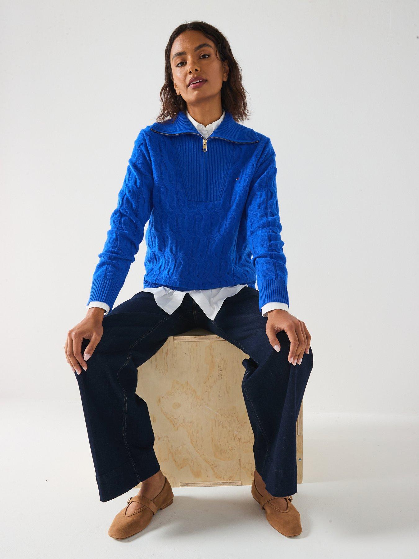 Image 5 of 6 of Tommy Hilfiger Wool Cable Half Zip Sweatshirt - Black