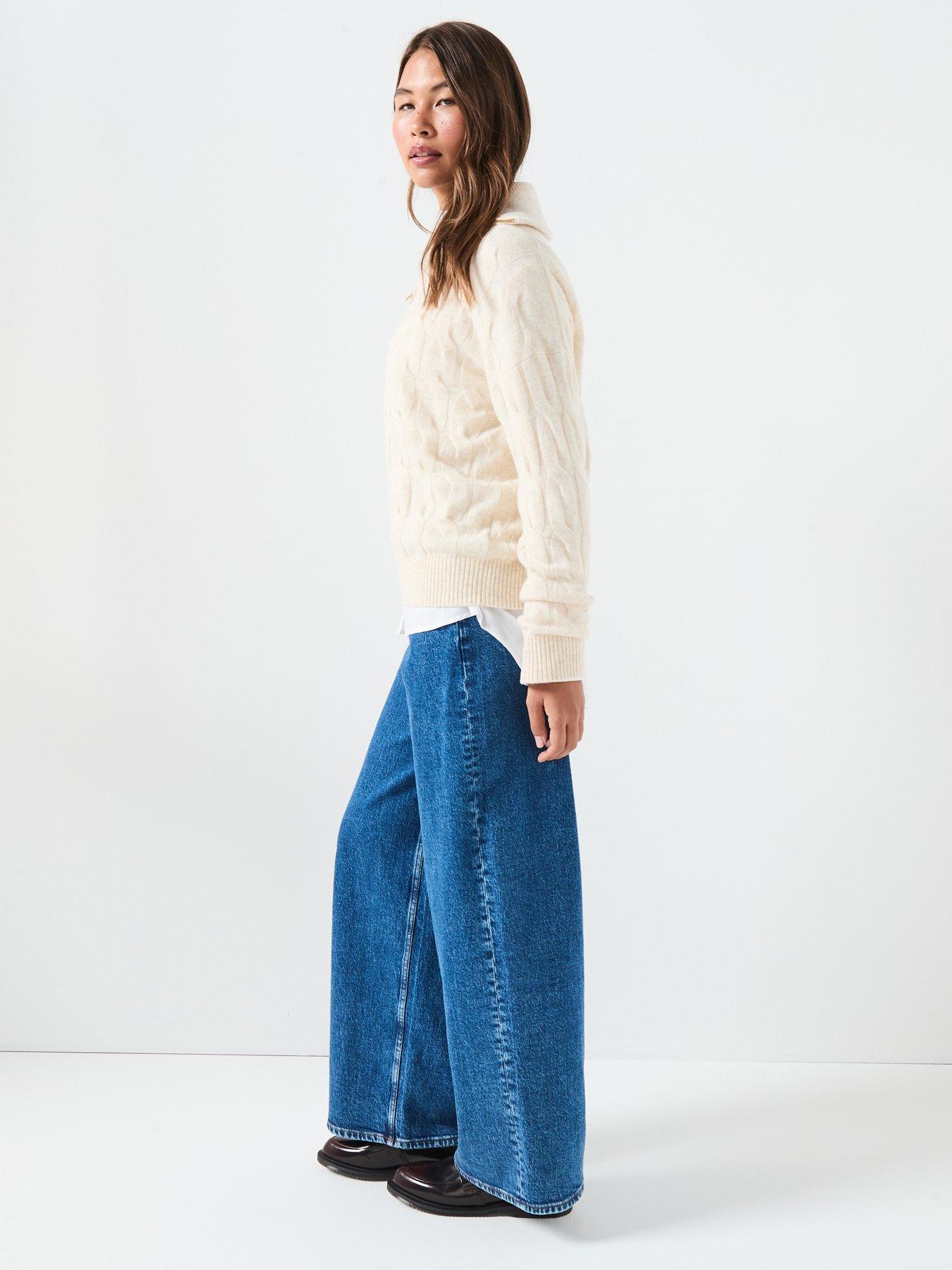  image of tommy-hilfiger-wool-cable-half-zip-jumpernbsp--beige