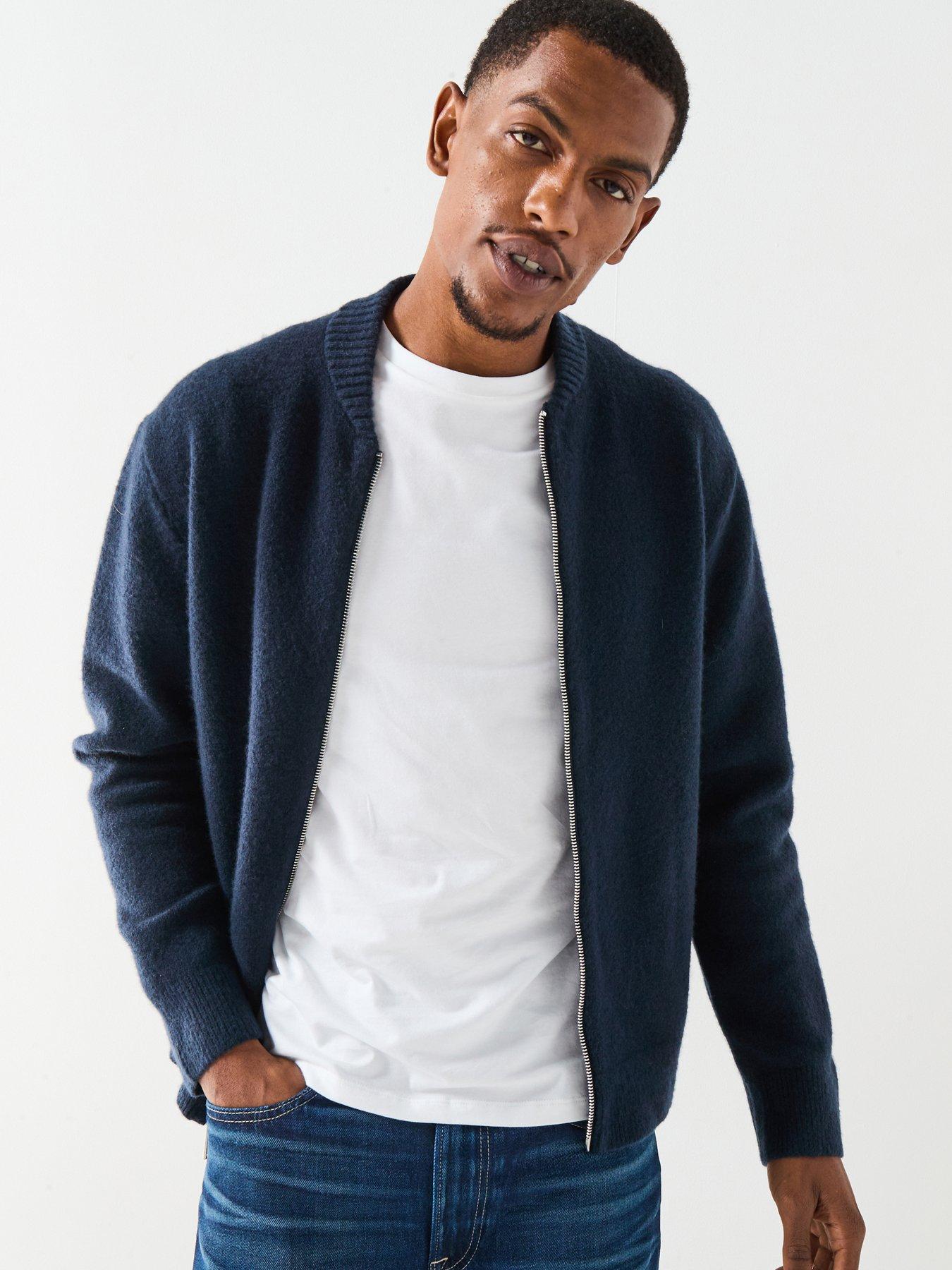 Calvin Klein Calvin Klein Cashmere Blend Zip Thru Knitted Cardigan - Dark Blue