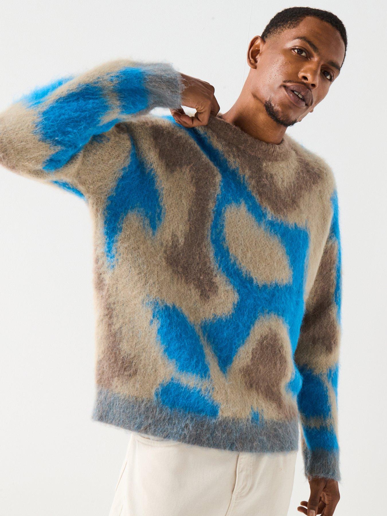 Calvin Klein Patterned Brushed Alpaca Crew Neck Knitted Jumper - Multi