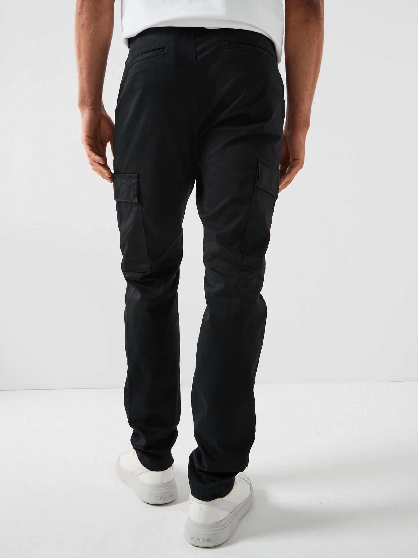  image of calvin-klein-slim-cotton-stretch-cargo-trousers-black
