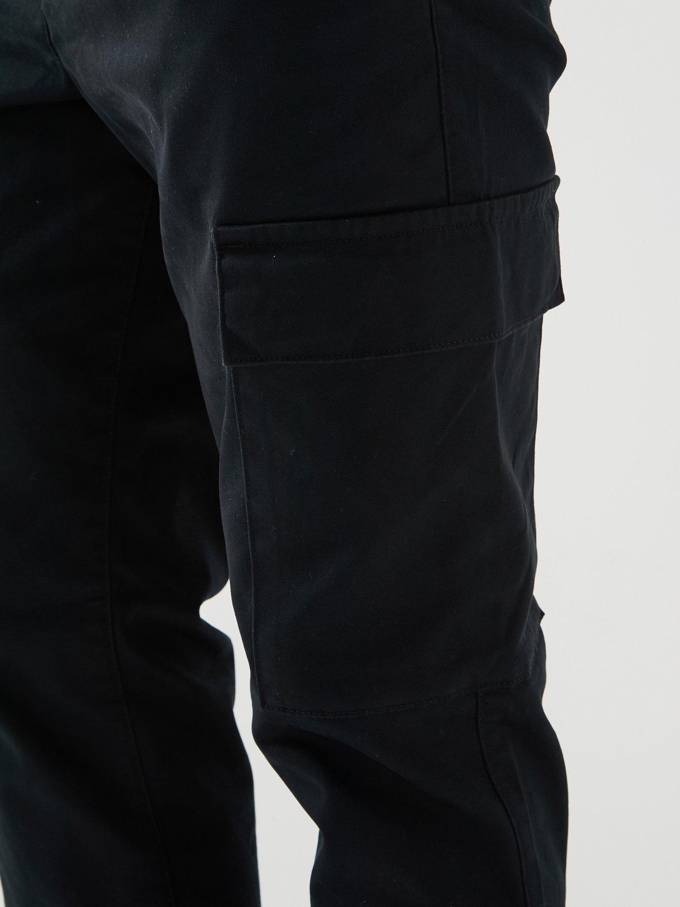  image of calvin-klein-slim-cotton-stretch-cargo-trousers-black