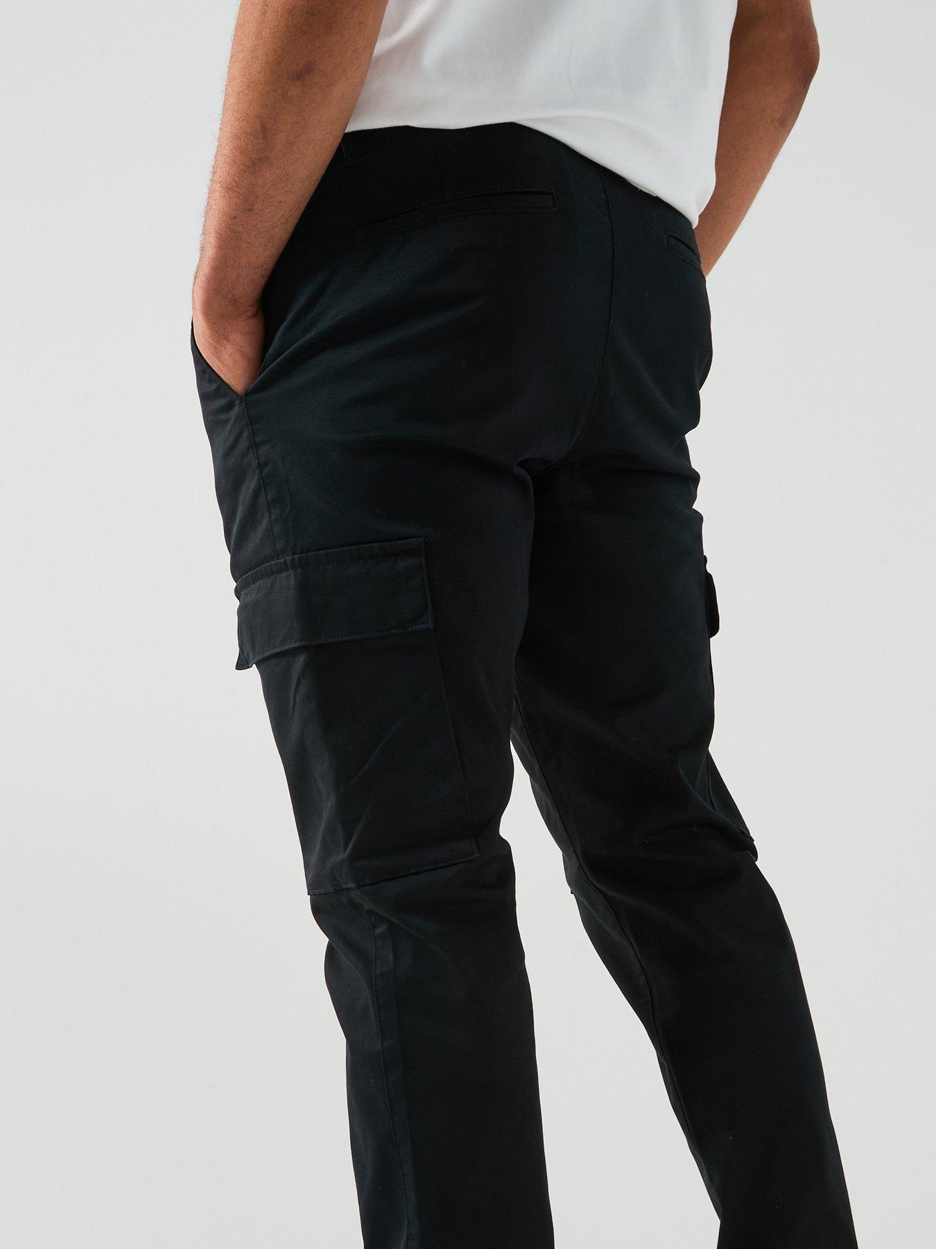  image of calvin-klein-slim-cotton-stretch-cargo-trousers-black