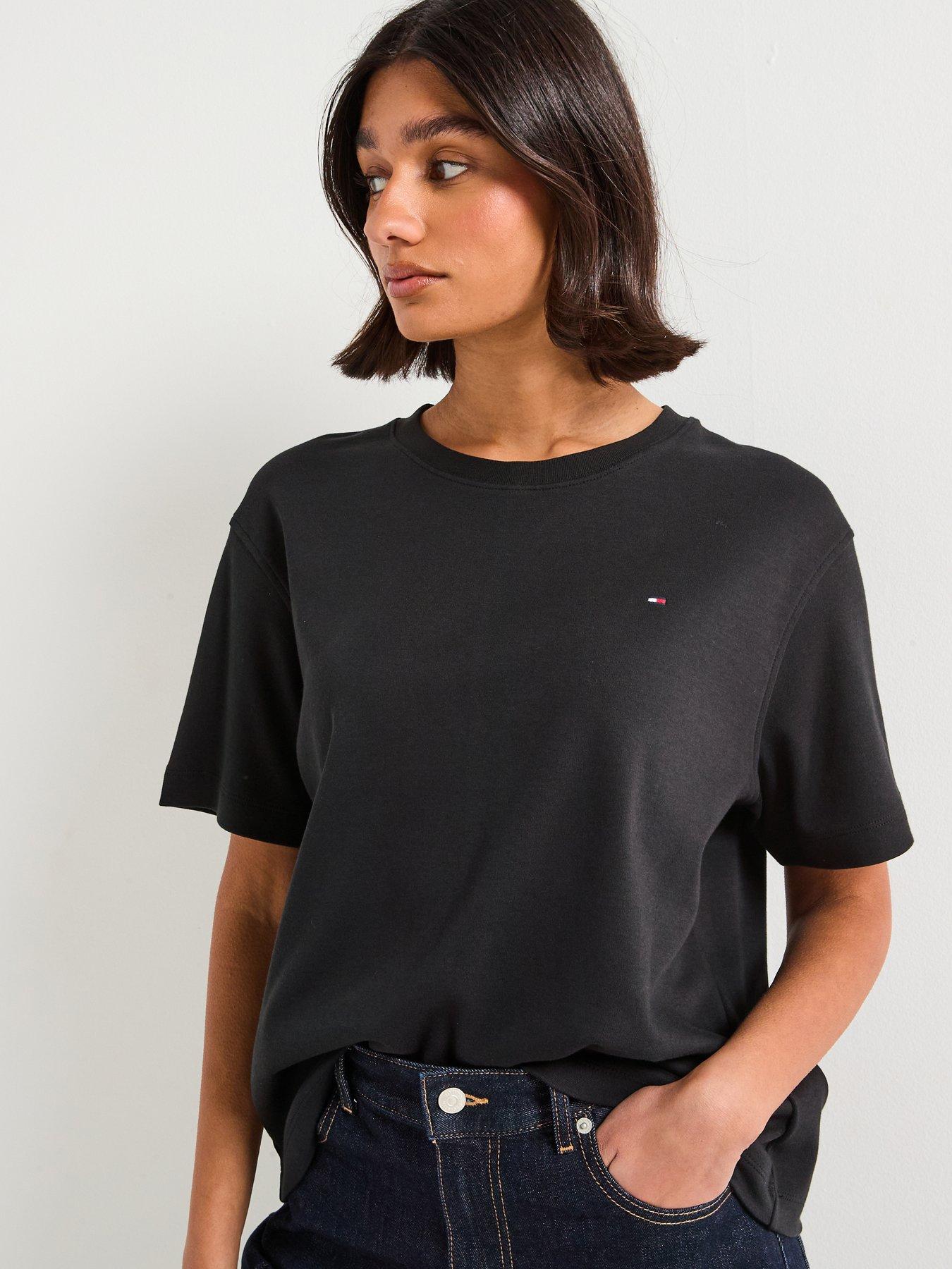 undefined Modern Interlock Boxy Short Sleeve T-Shirt - Black