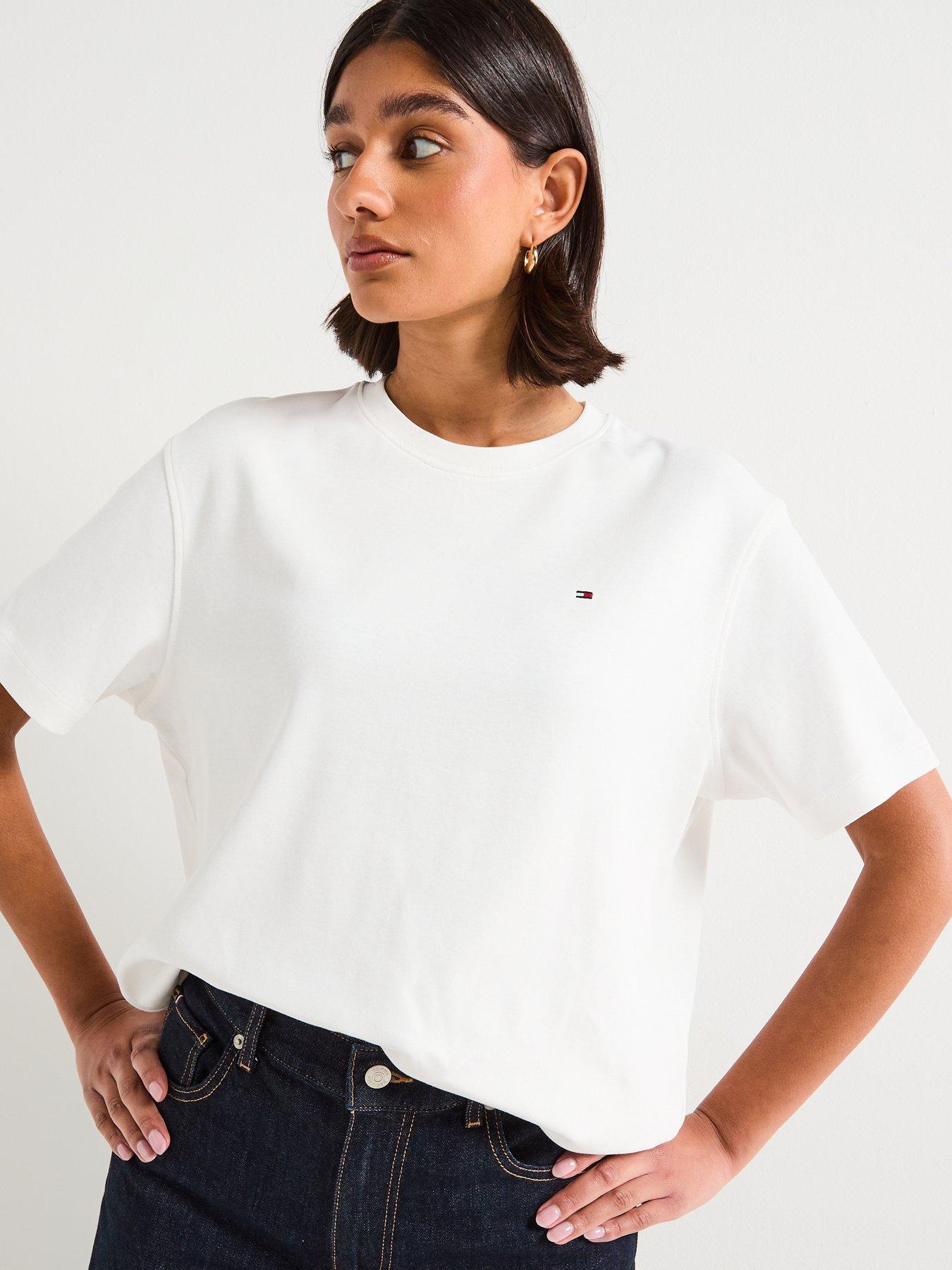 Image 4 of 6 of Tommy Hilfiger Modern Interlock Boxy Short Sleeve T-Shirt - Beige