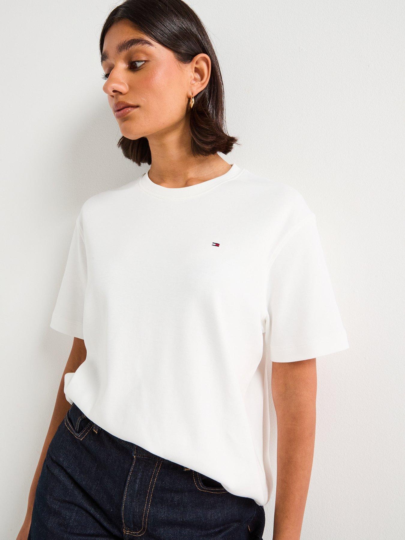 Image 5 of 6 of Tommy Hilfiger Modern Interlock Boxy Short Sleeve T-Shirt - Beige