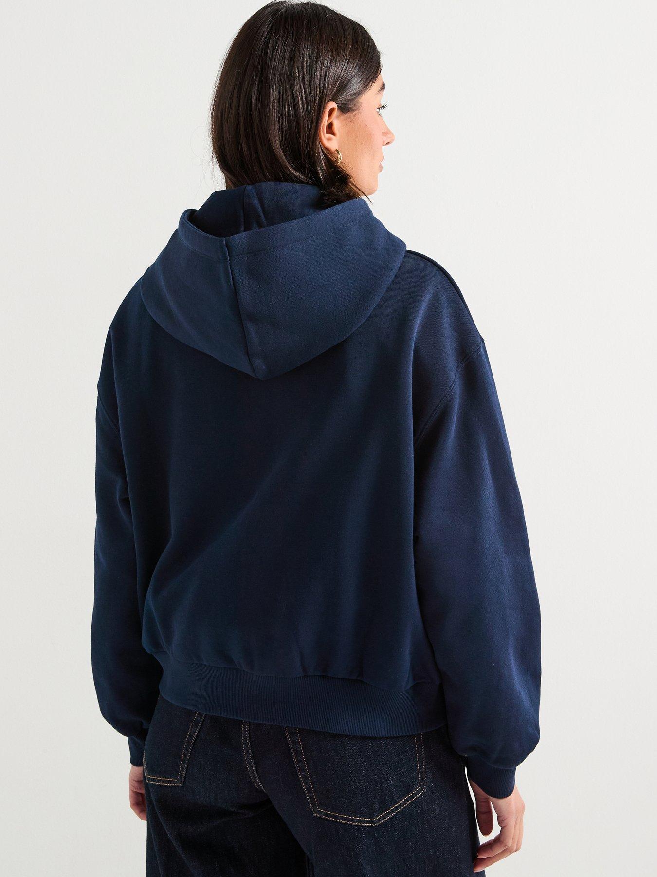  image of tommy-hilfiger-classic-script-fleece-hoodie-blue