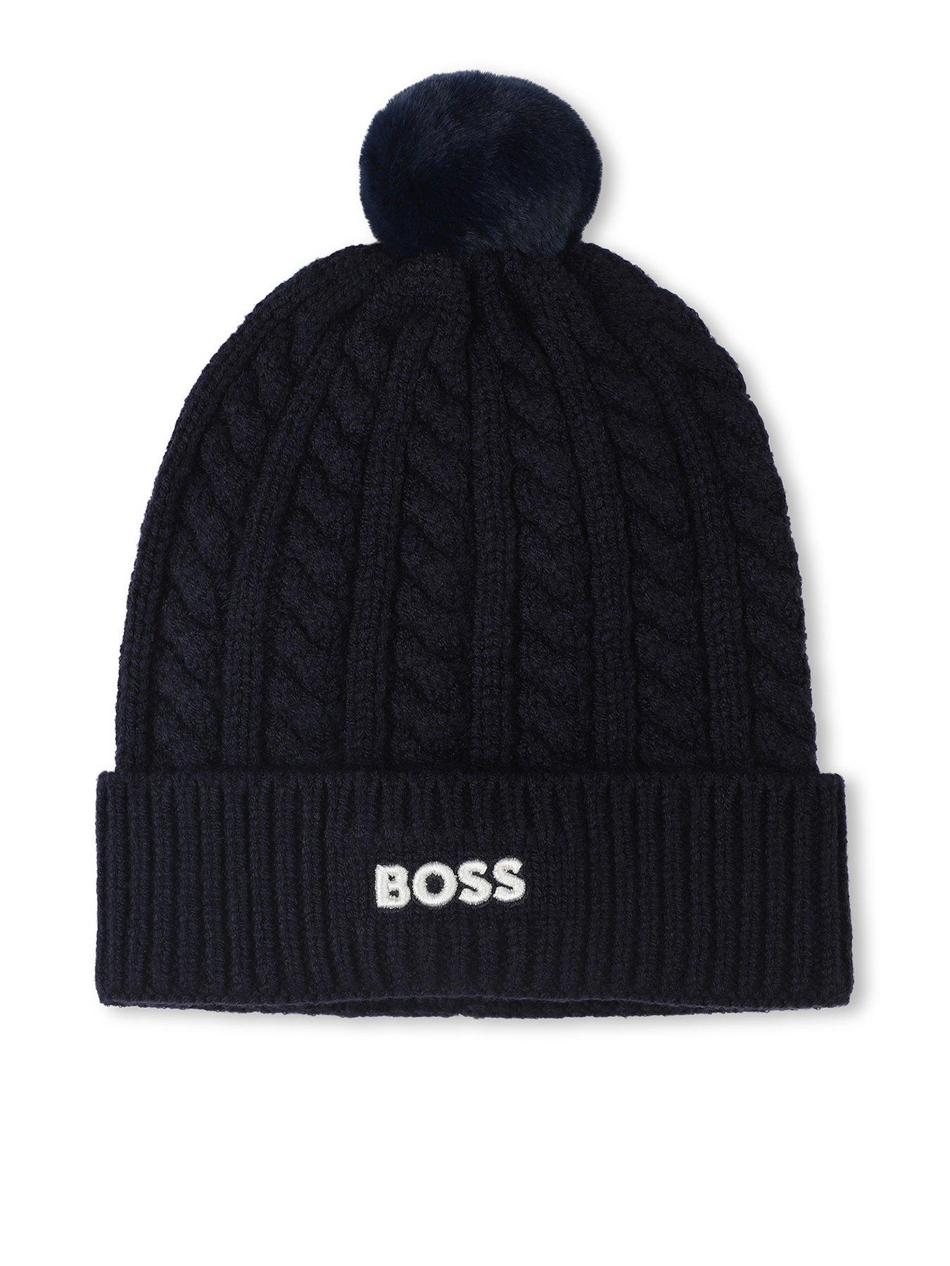 image of boss-baby-boys-logo-pom-pom-hat-navy