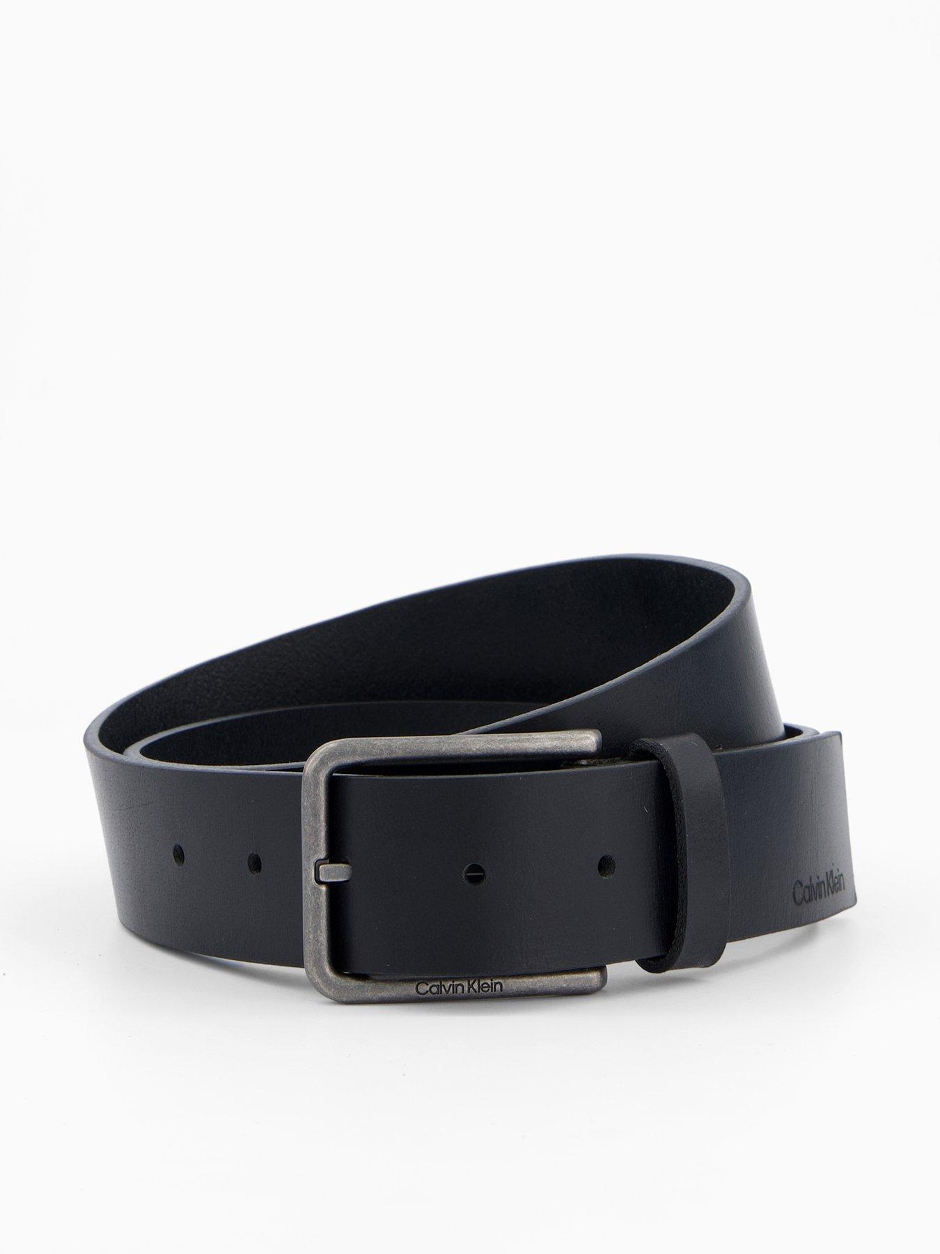Image 1 of 4 of Calvin Klein Warmth Buckle Leather Belt - Black