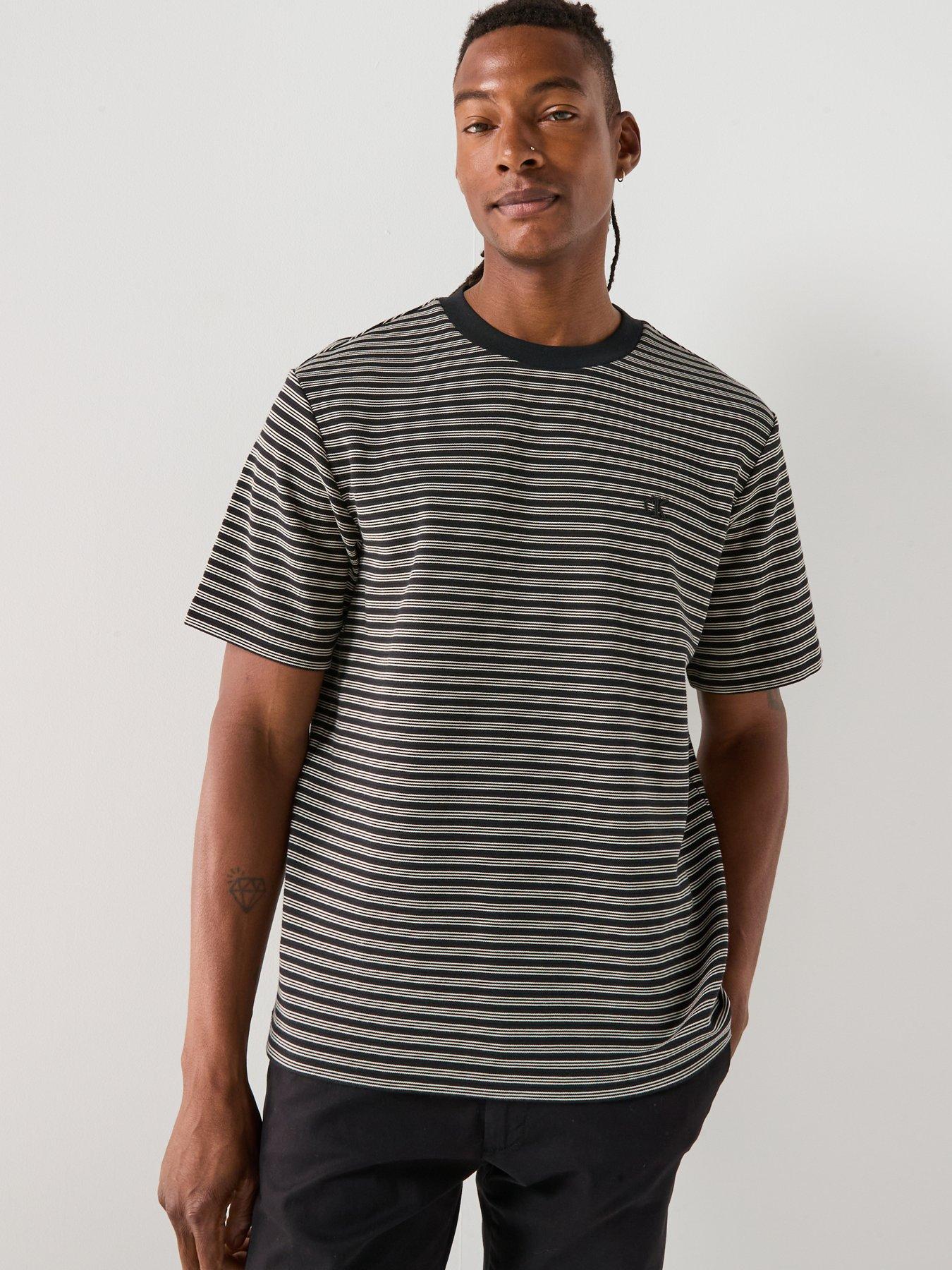 Image 5 of 6 of Calvin Klein Striped Ottoman T-Shirt - Black