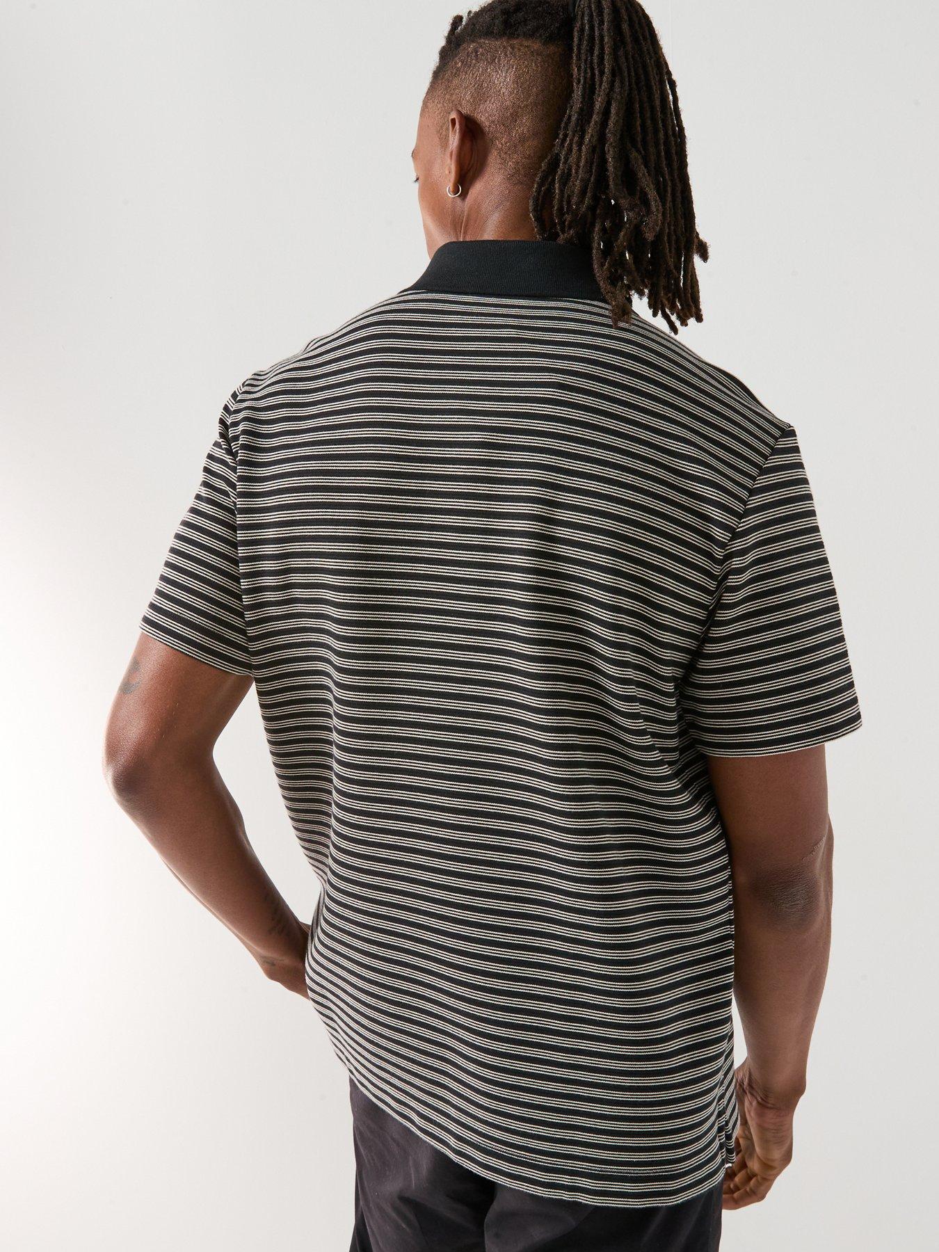 Image 2 of 5 of Calvin Klein Striped Ottoman Polo Shirt - Black