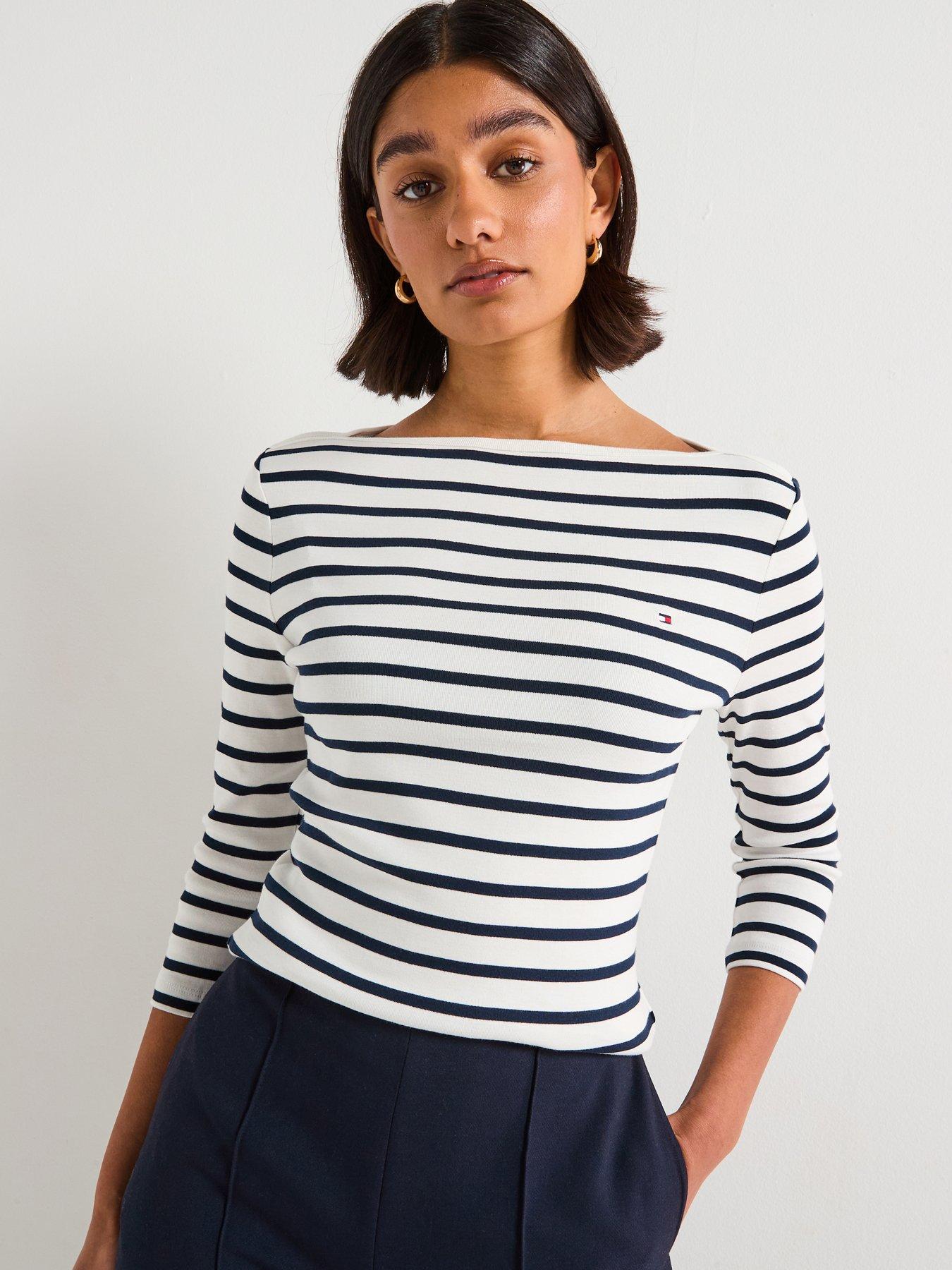 undefined Boat Neck Striped T-Shirt - Multi