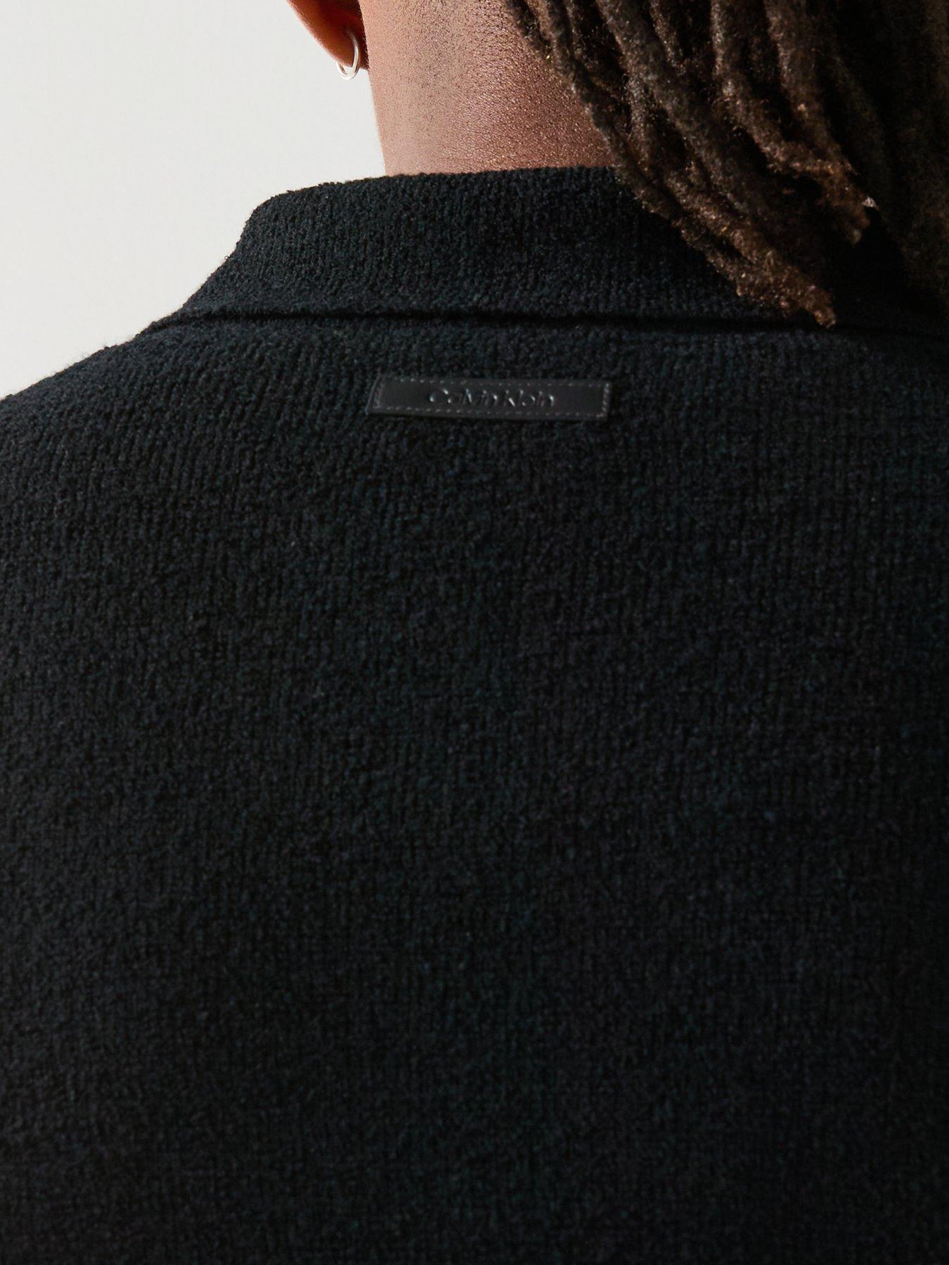 Image 5 of 6 of Calvin Klein Boucle Button Front Knitted Cardigan - Black