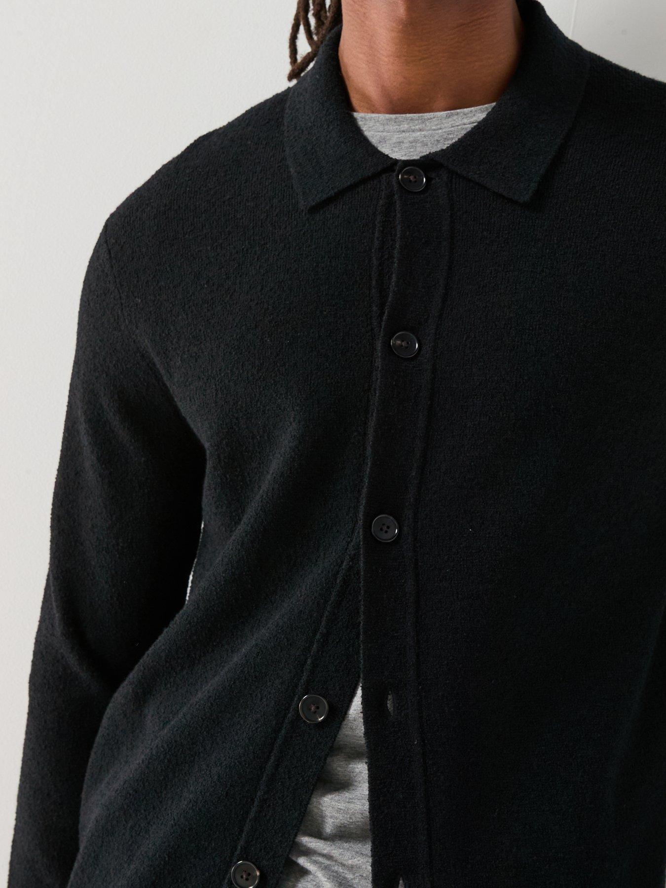 Image 6 of 6 of Calvin Klein Boucle Button Front Knitted Cardigan - Black