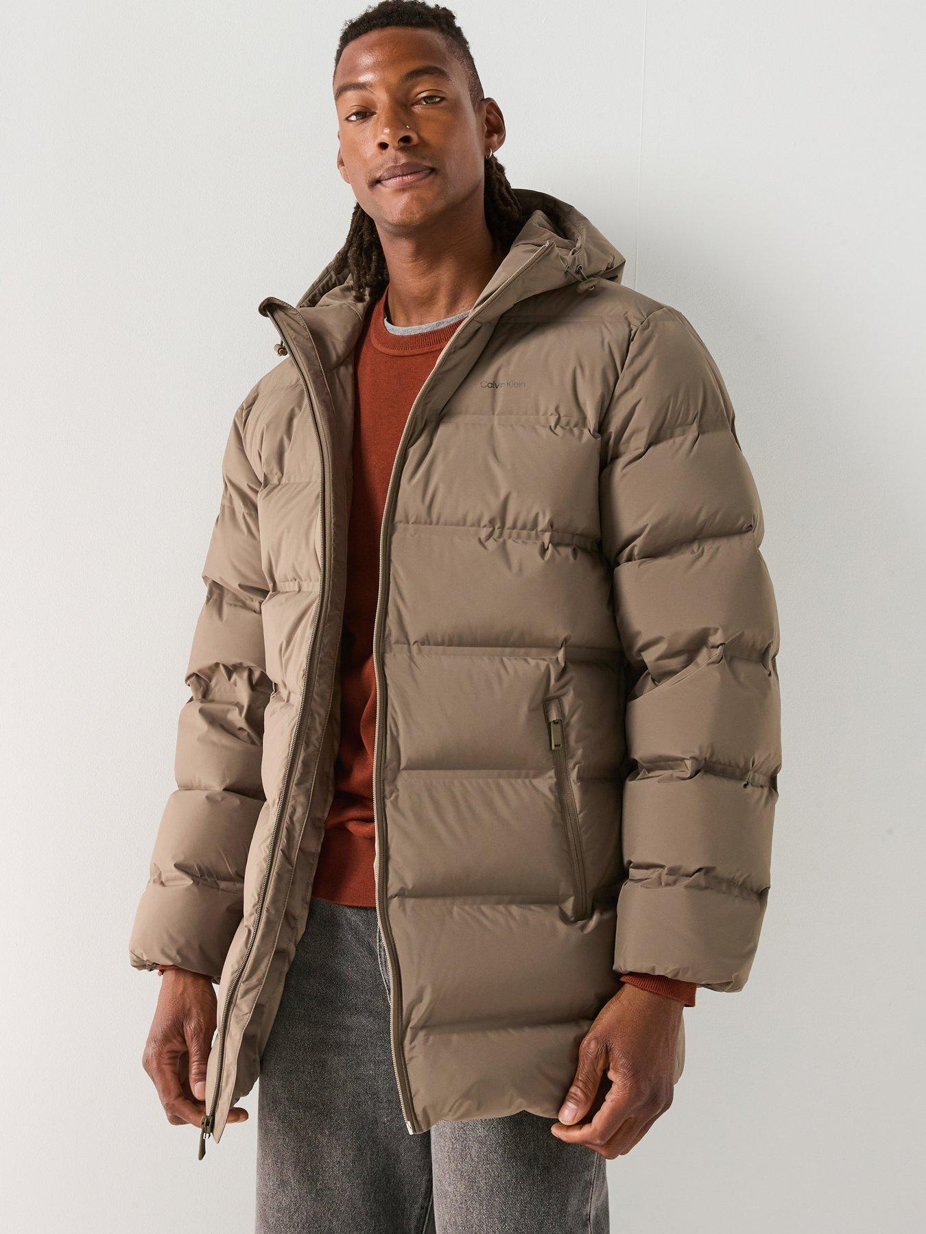 image of calvin-klein-hooded-long-padded-coat-brown