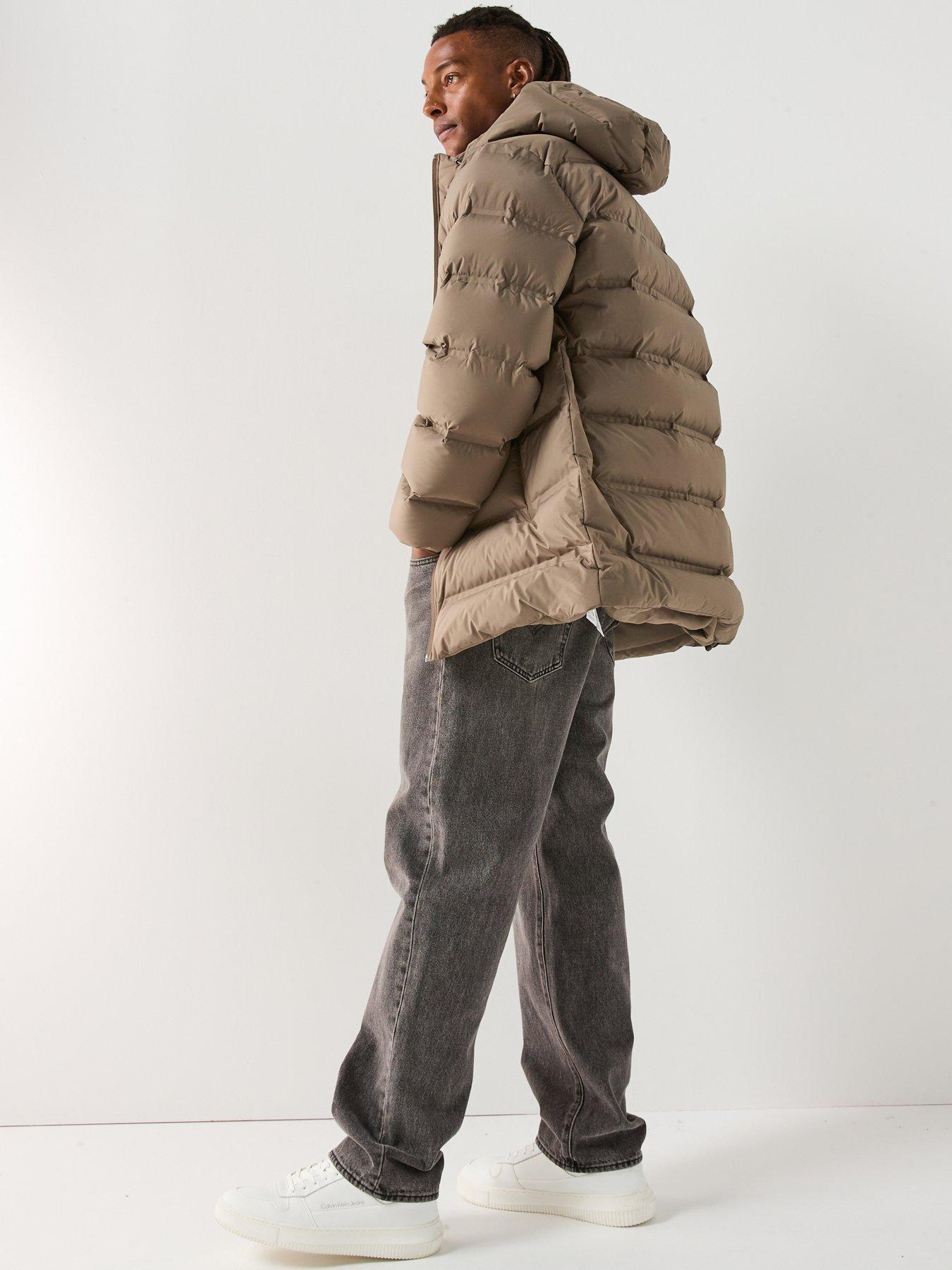  image of calvin-klein-hooded-long-padded-coat-brown