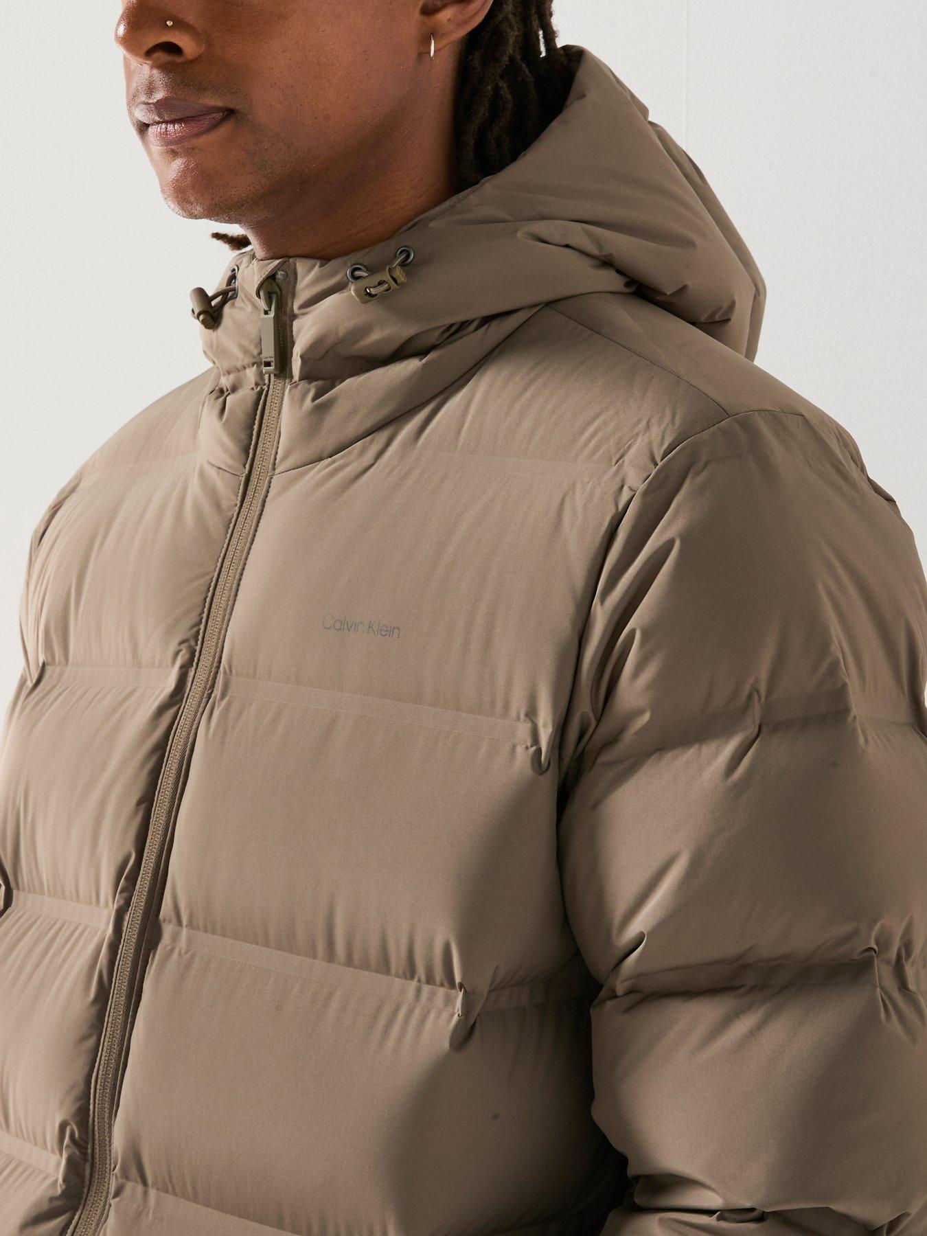  image of calvin-klein-hooded-long-padded-coat-brown