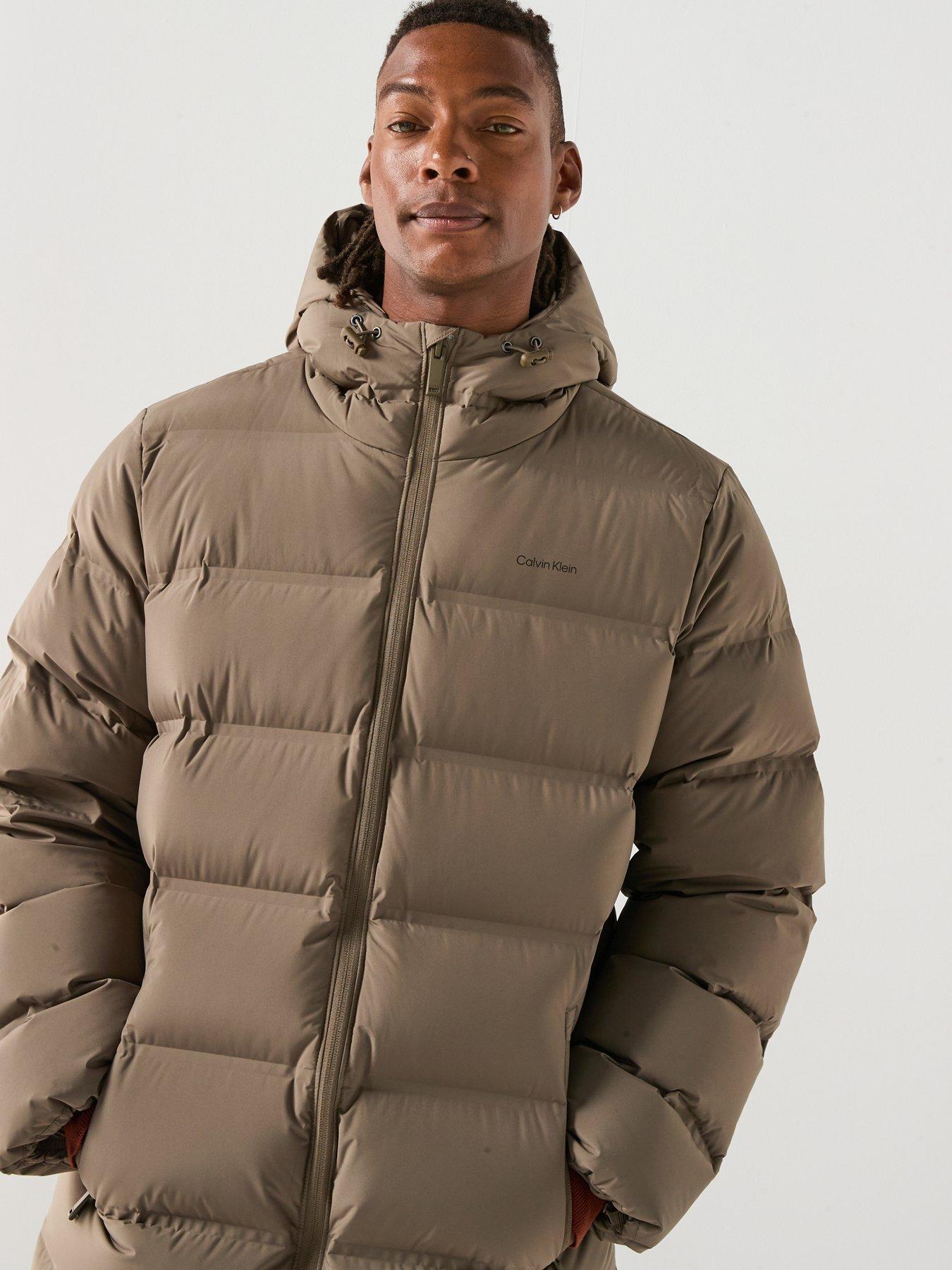  image of calvin-klein-hooded-long-padded-coat-brown