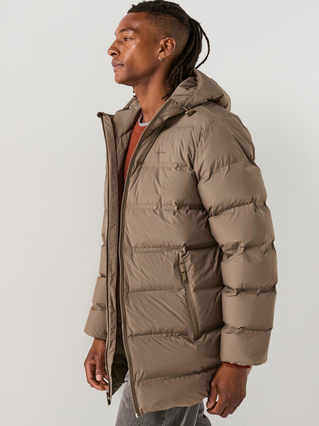  image of calvin-klein-hooded-long-padded-coat-brown