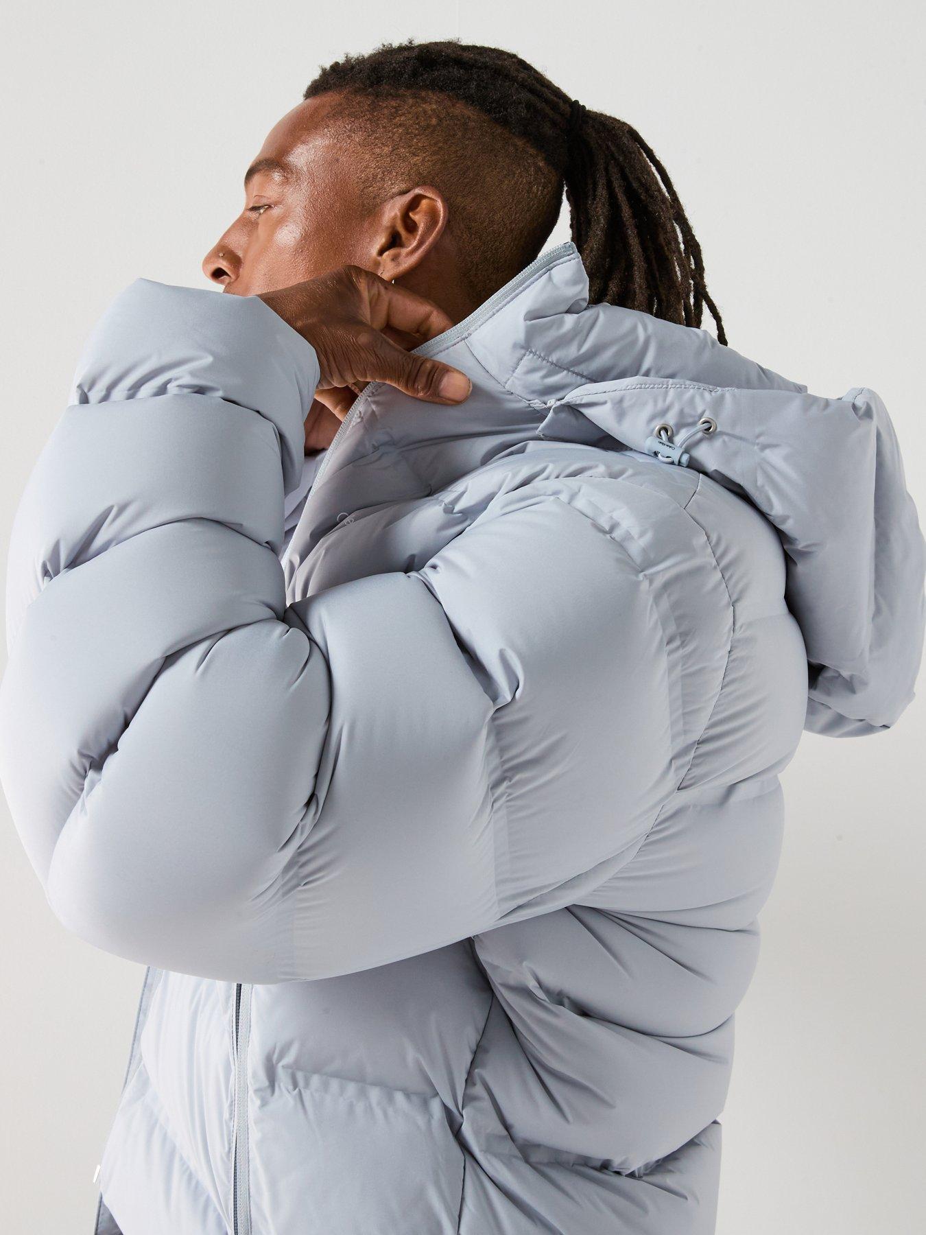 Image 5 of 6 of Calvin Klein Hooded Quilted Puffer Jacket - Light Grey