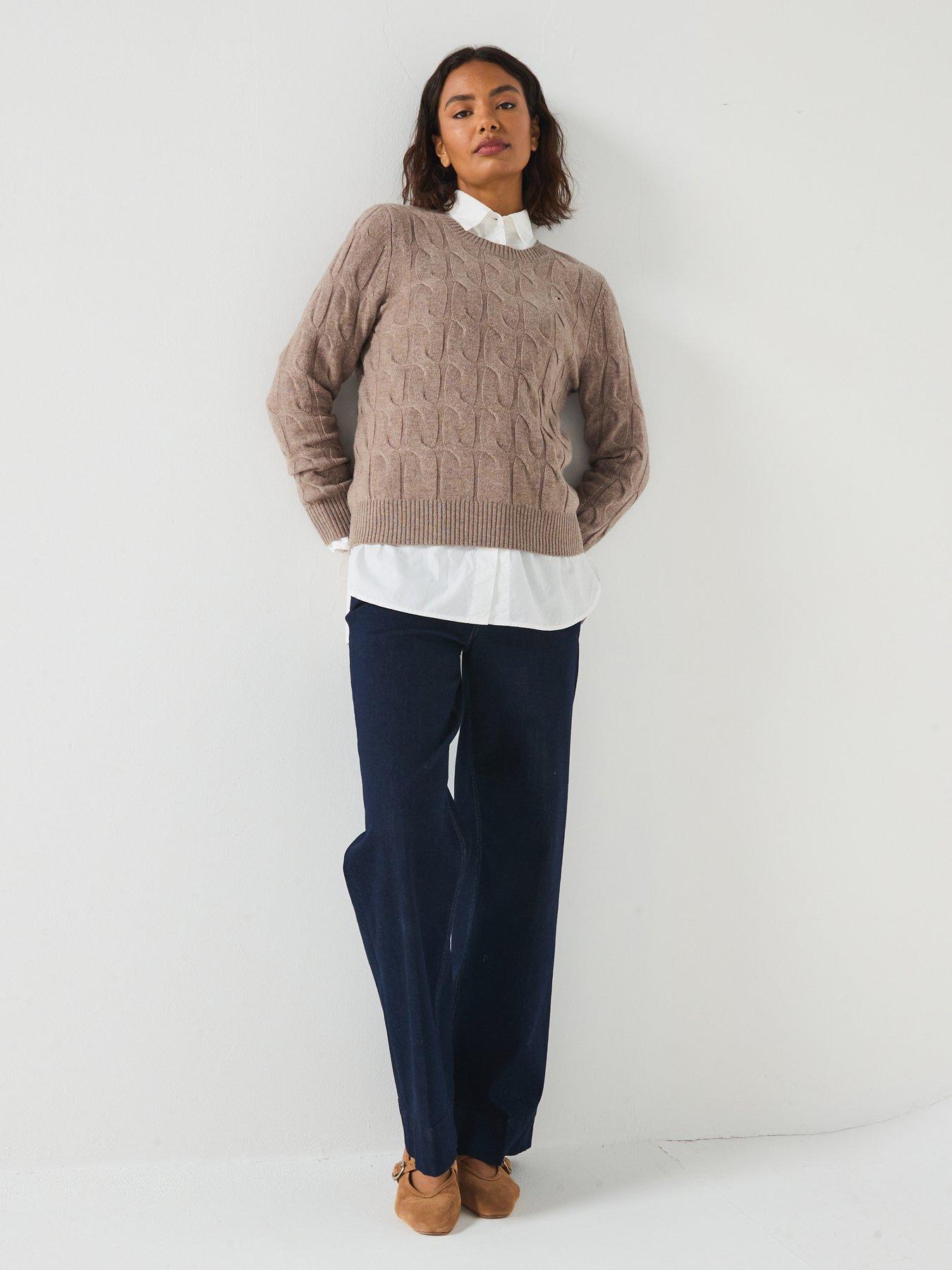  image of tommy-hilfiger-soft-wool-cable-knit-jumper-beige