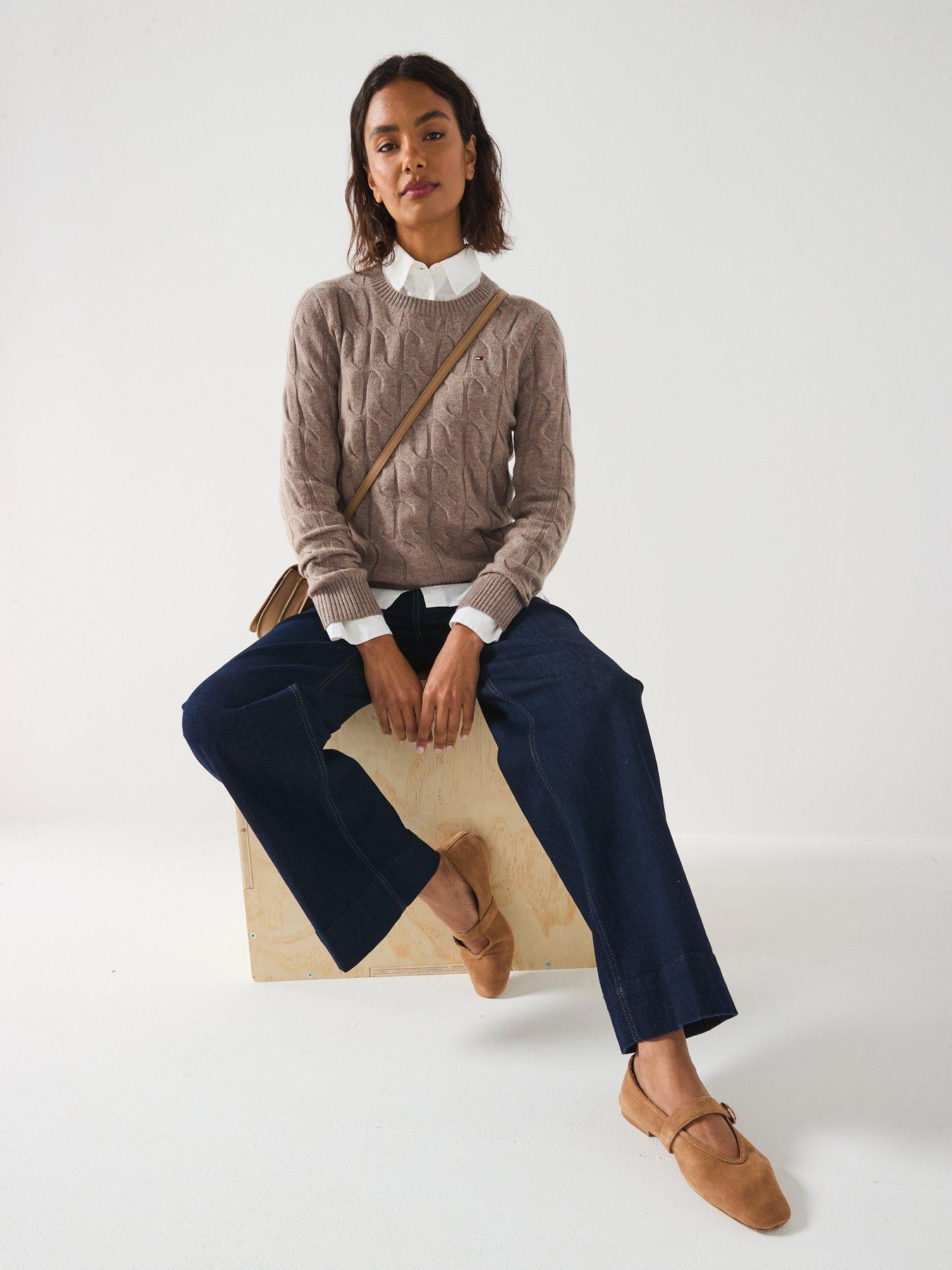  image of tommy-hilfiger-soft-wool-cable-knit-jumper-beige