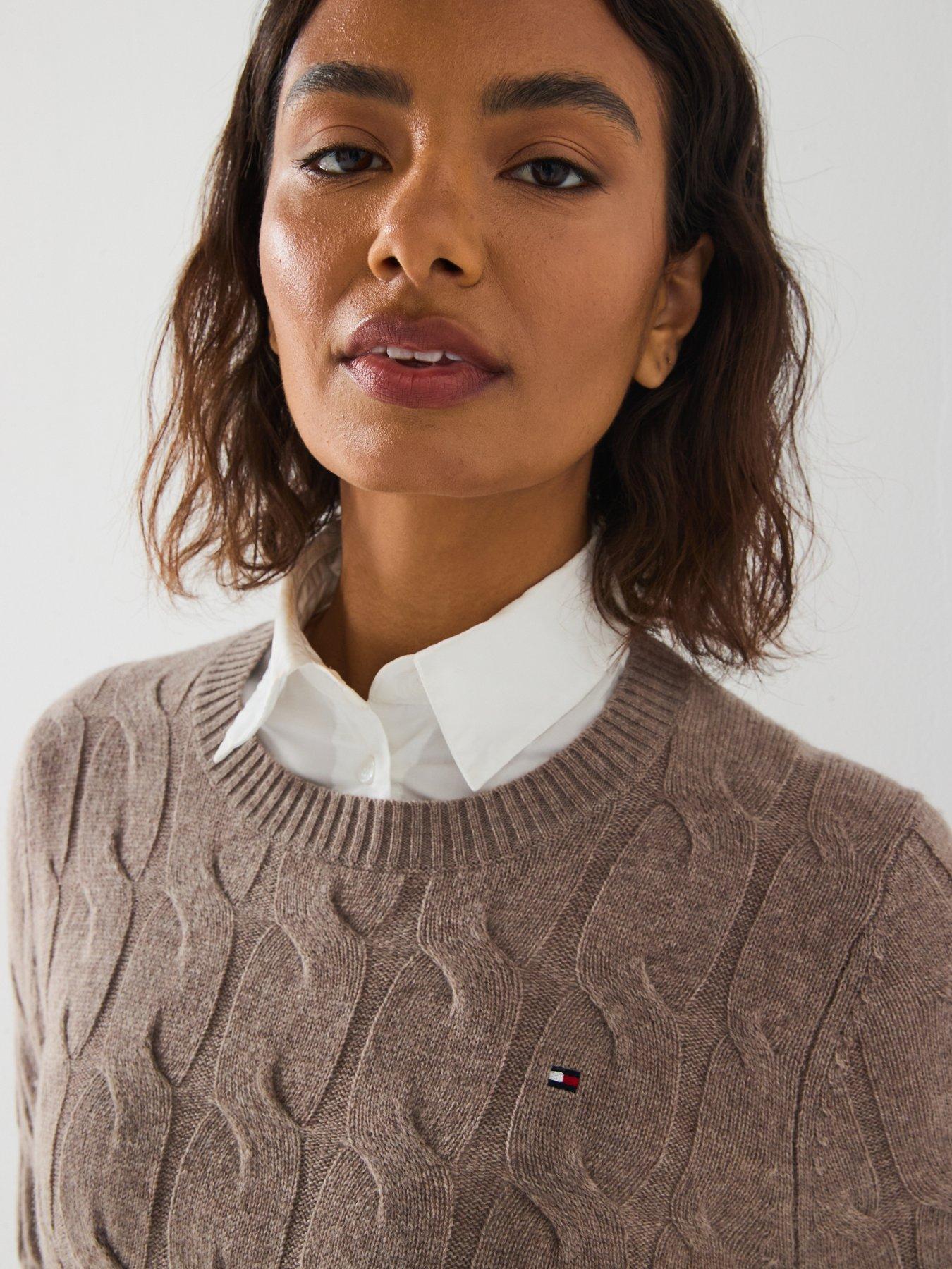  image of tommy-hilfiger-soft-wool-cable-knit-jumper-beige
