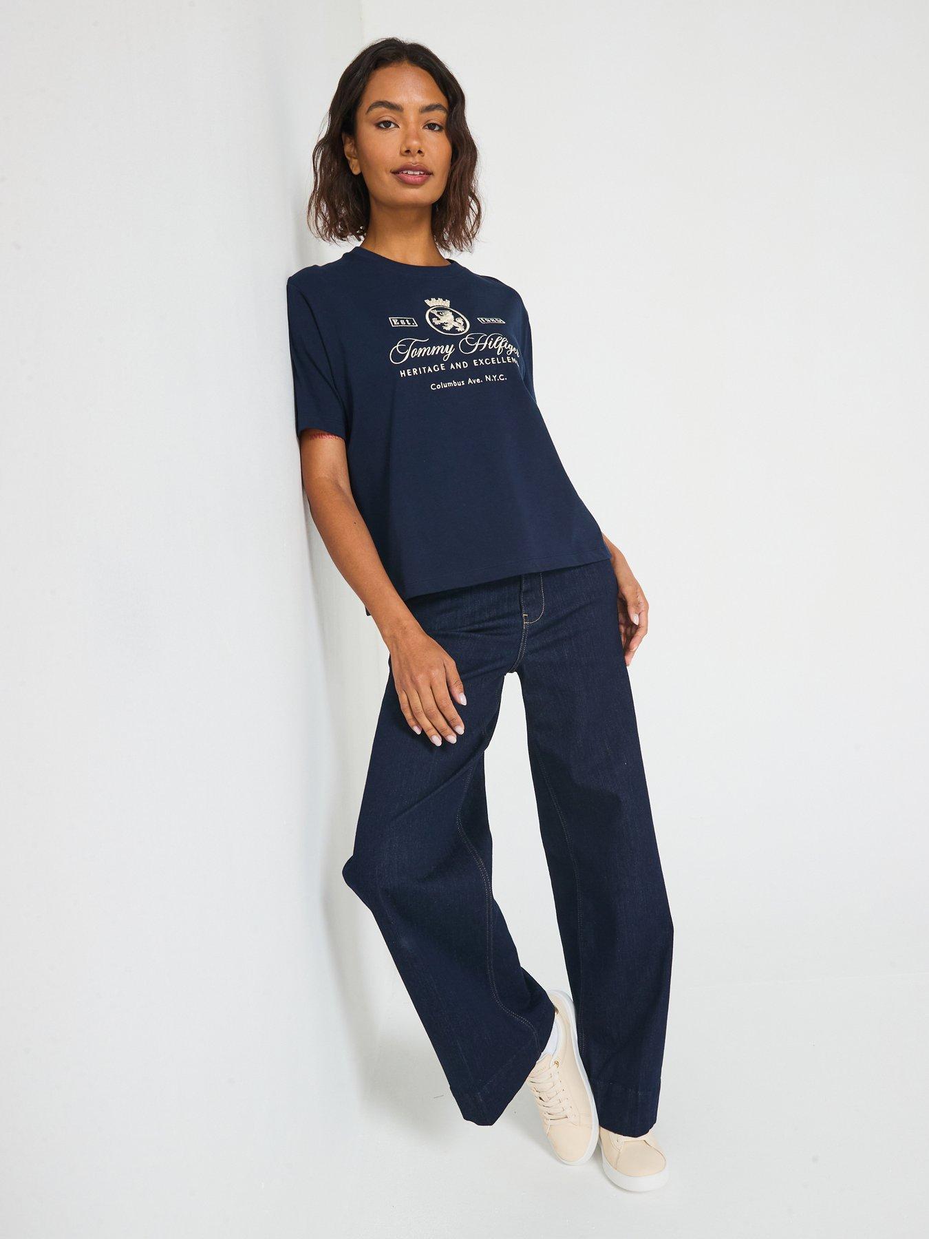  image of tommy-hilfiger-varsity-crest-realx-short-sleeve-t-shirt-blue