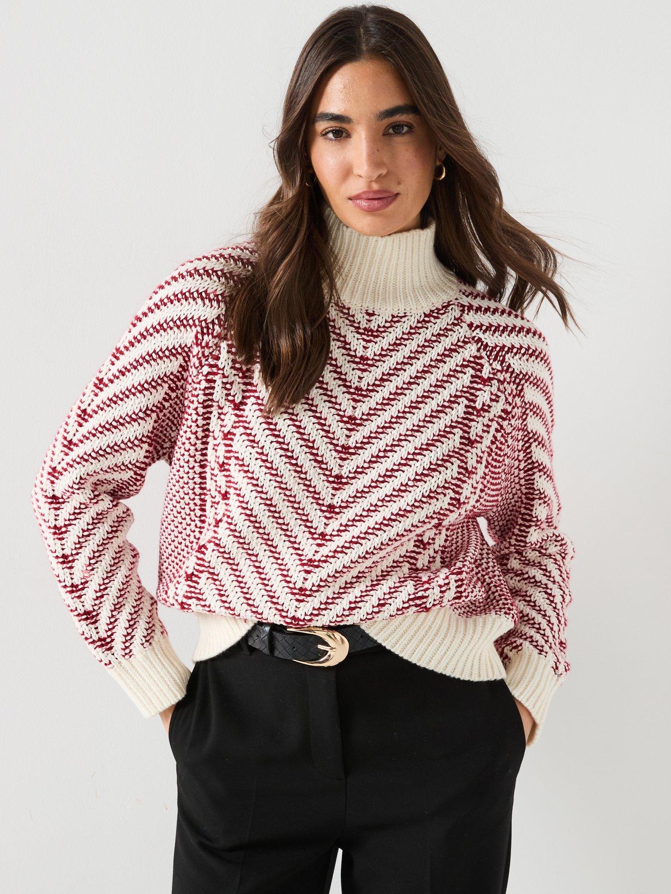 Image 1 of 6 of Tommy Hilfiger Textured Cable Knit Jumper - Red
