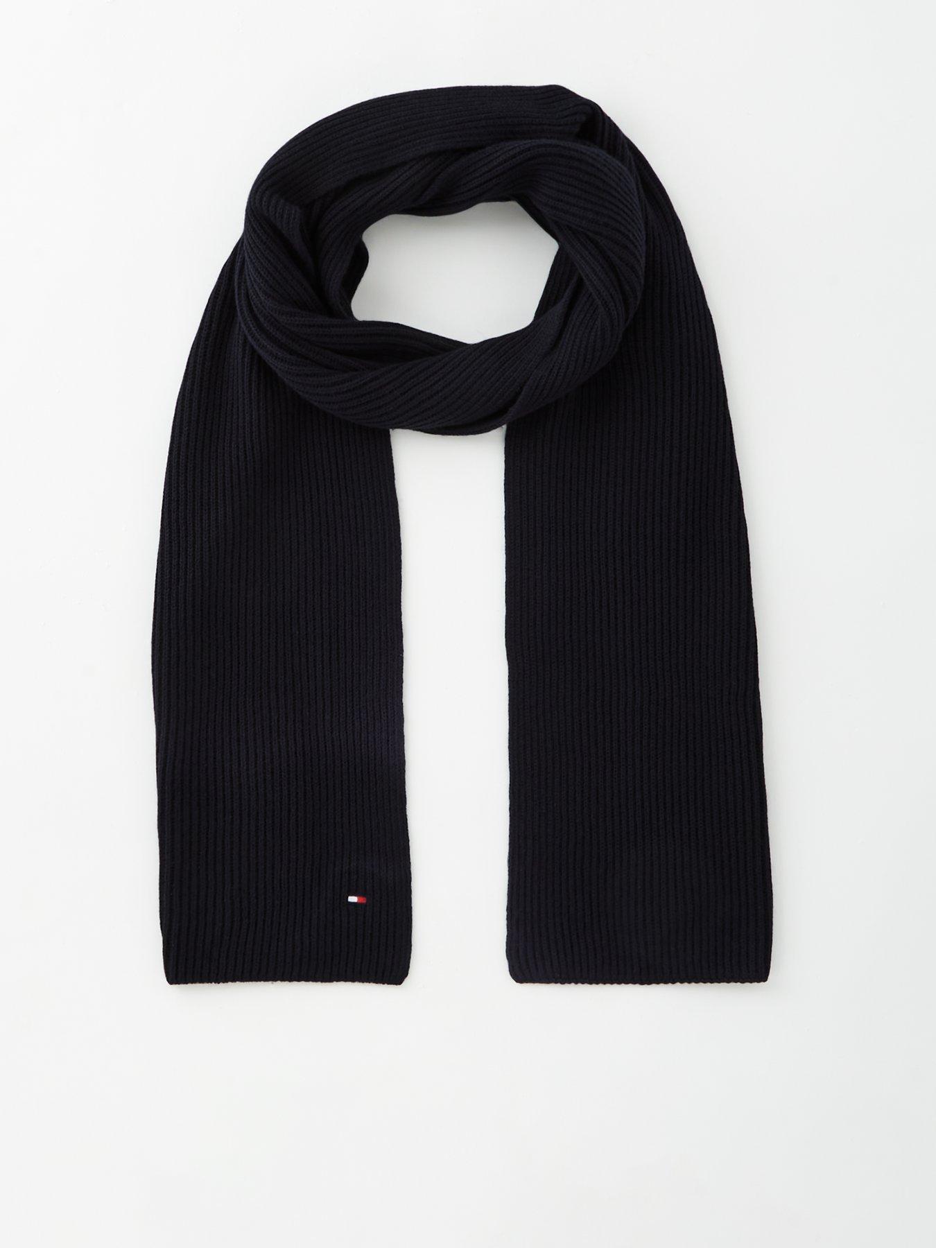 front image of tommy-hilfiger-pima-cotton-flag-scarf-black