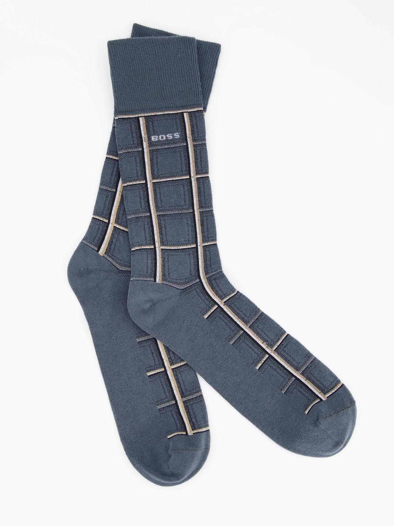  image of boss-bodywear-5-pack-check-crew-sock-gift-set-grey