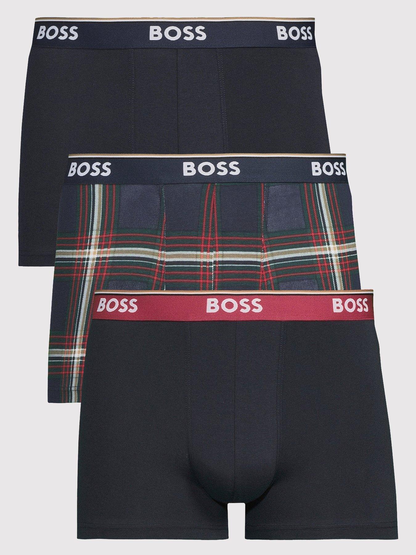 BOSS Bodywear 3 Pack Power Check Design Trunks - Blue