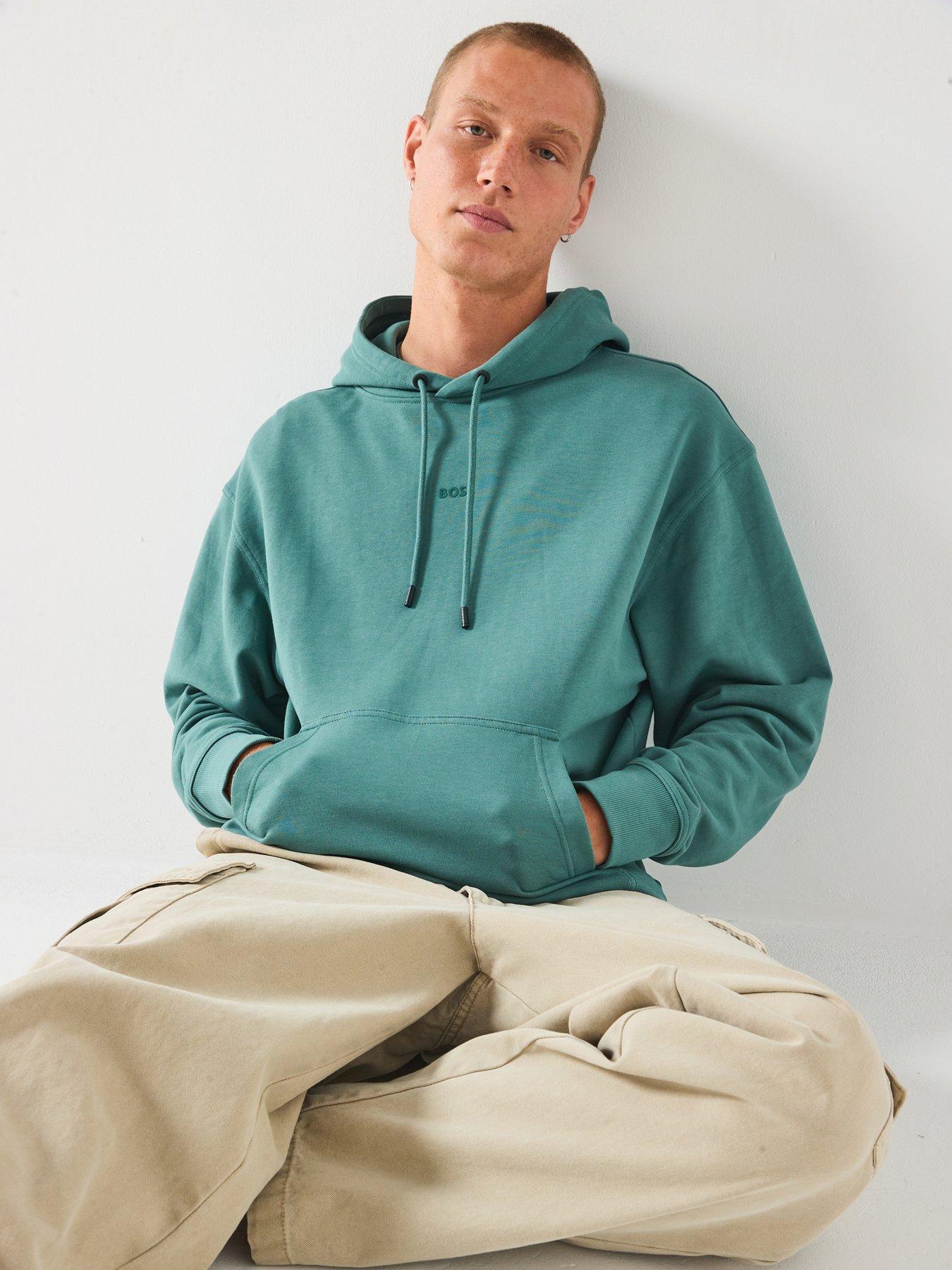 undefined Wesmallhood Regular Fit Centre Logo Overhead Hoodie - Green