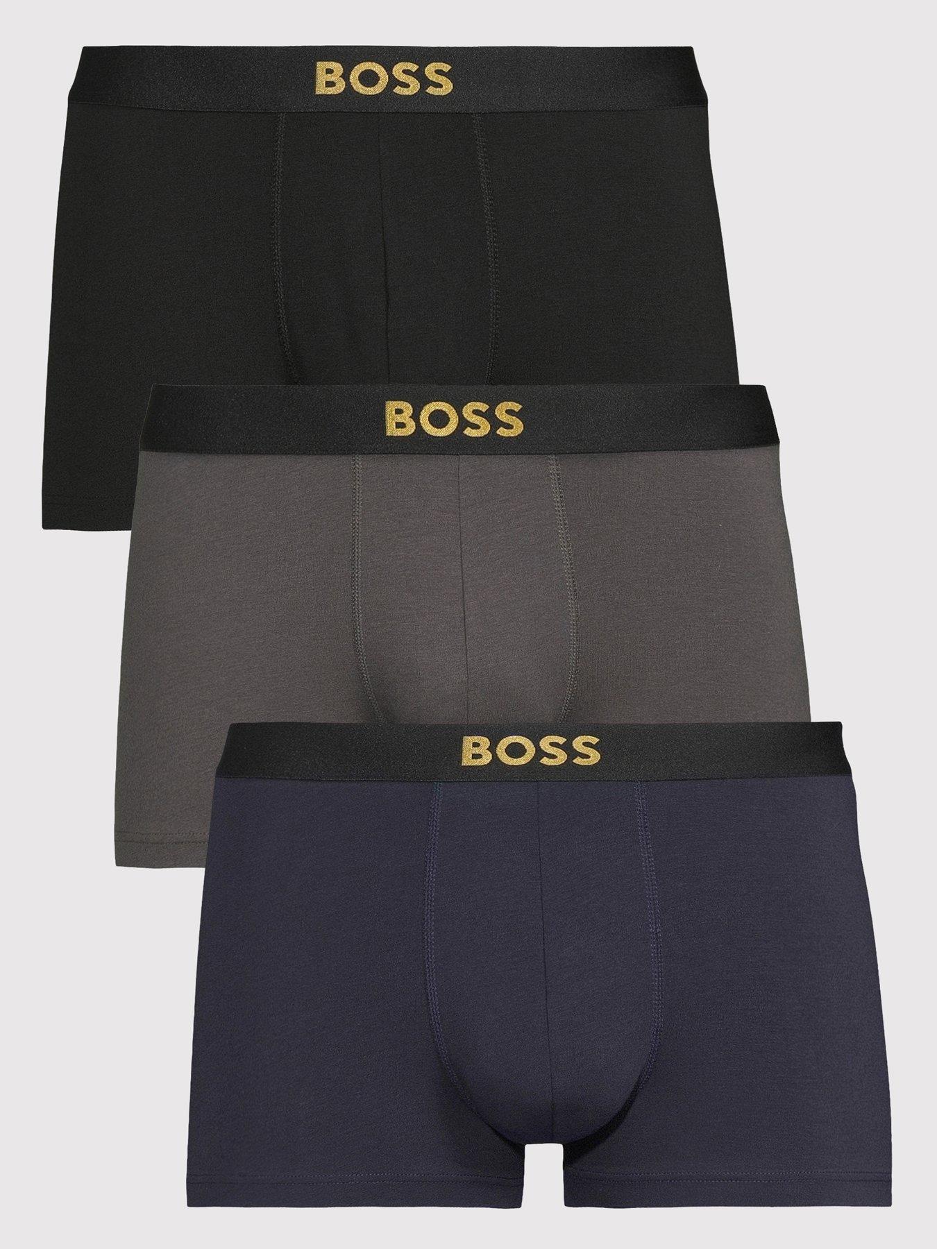 BOSS Bodywear 3 Pack Gold Logo Waistband Trunk Gift Set - Multi