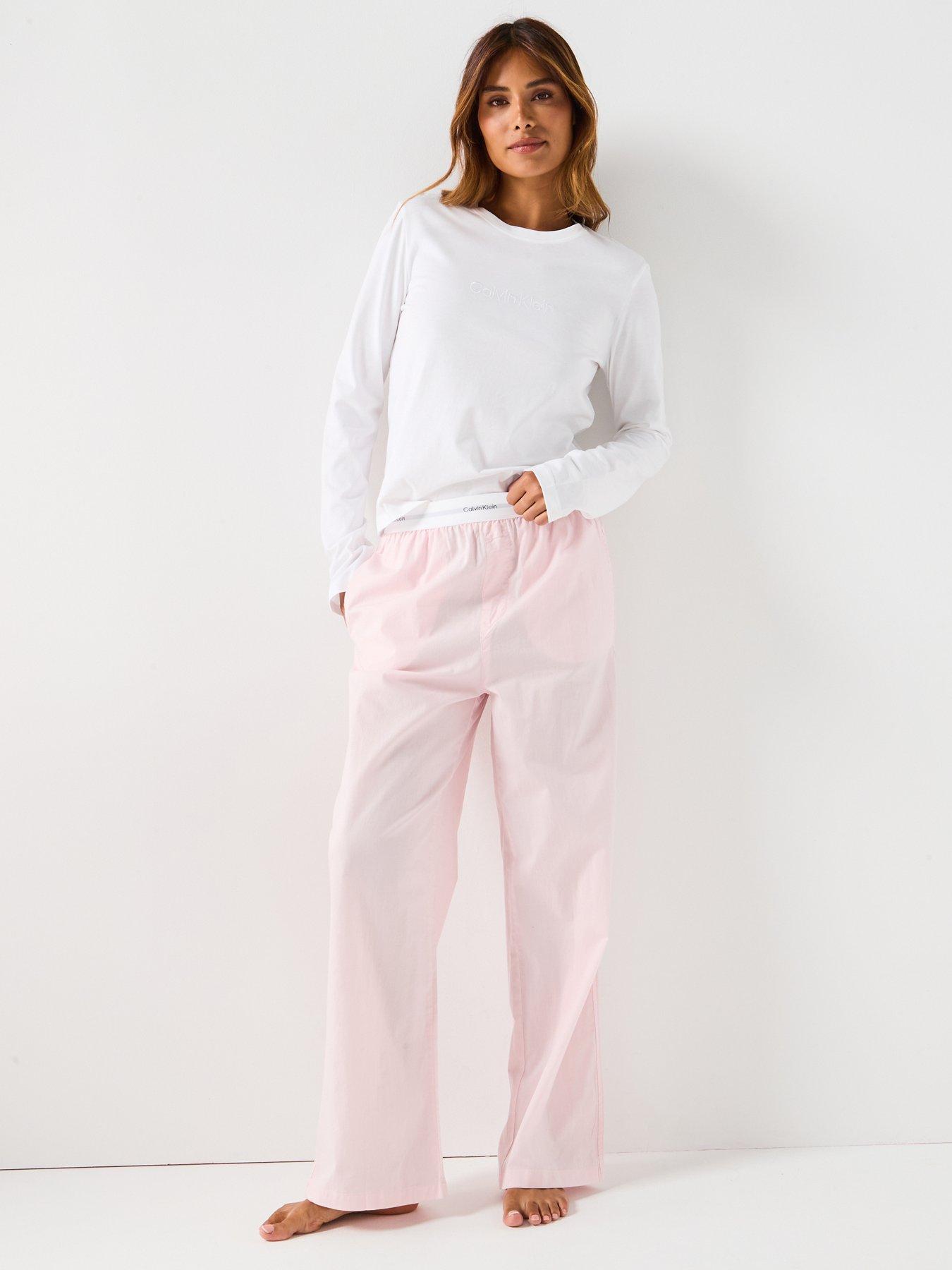 Calvin Klein Long Sleeve T-shirt  &  Pyjama Pant Set - White