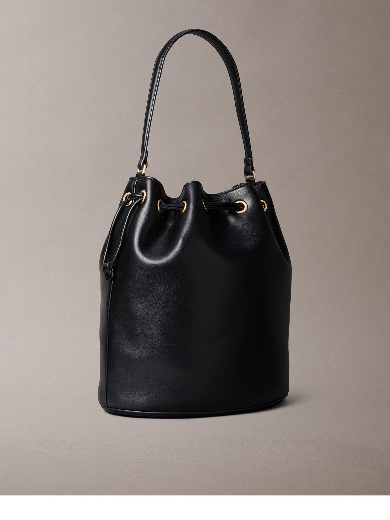 Image 2 of 4 of Calvin Klein Raised Ck Logo Large Bucket Bag - Black