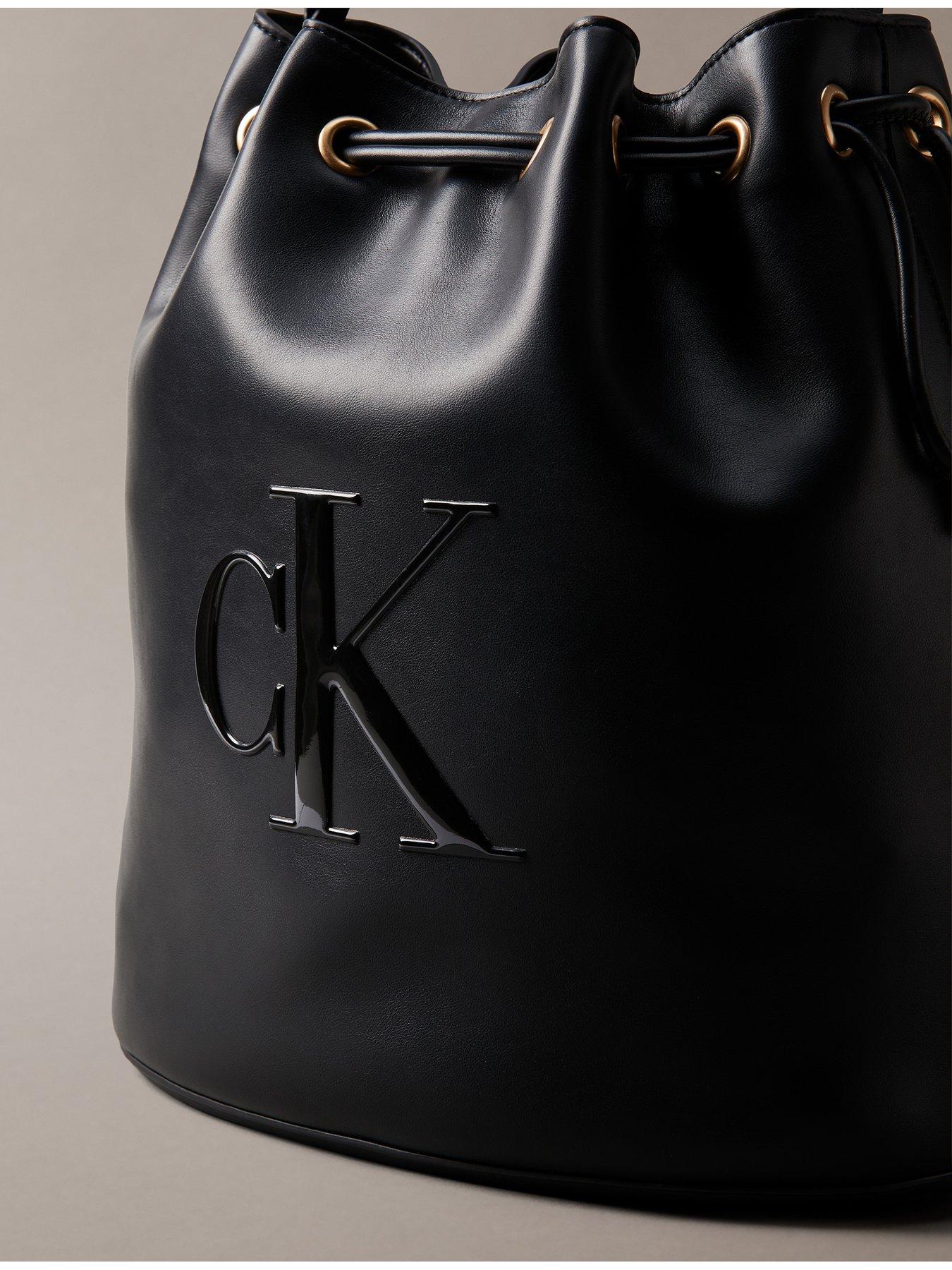 Image 3 of 4 of Calvin Klein Raised Ck Logo Large Bucket Bag - Black