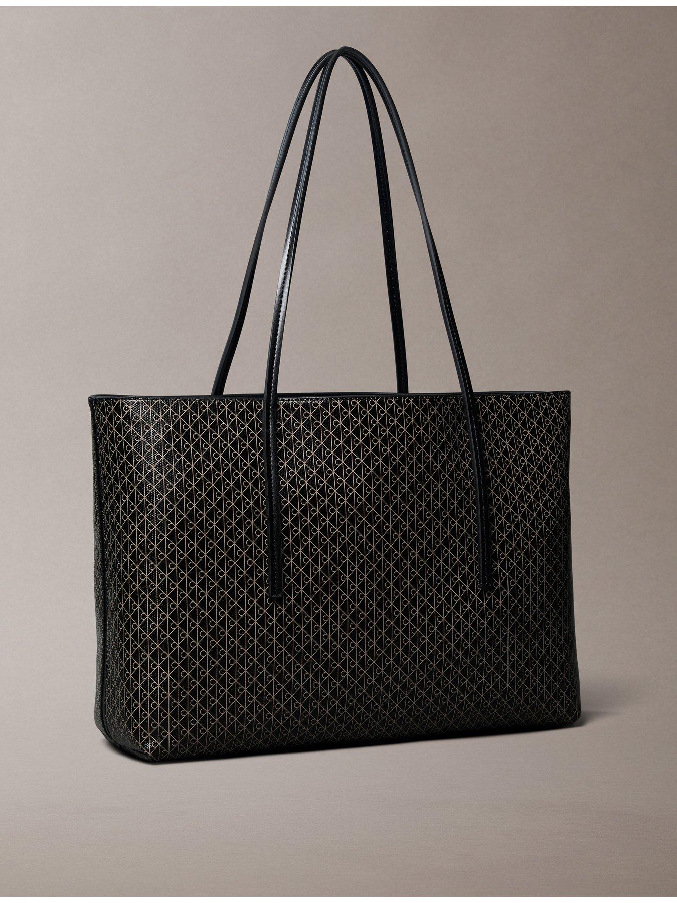 Image 2 of 5 of Calvin Klein Coated Emblem Print Pouch Tote Bag - Black
