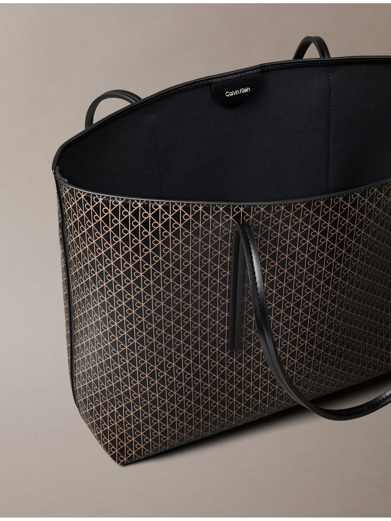Image 4 of 5 of Calvin Klein Coated Emblem Print Pouch Tote Bag - Black