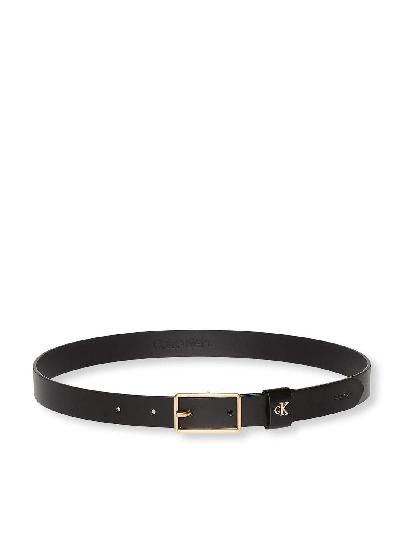 Image 1 of 1 of Calvin Klein Square Buckle With Ck Logo 25MM - Black