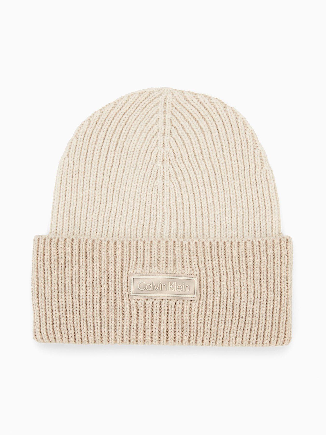  image of calvin-klein-wool-chunky-ribbed-beanie-white