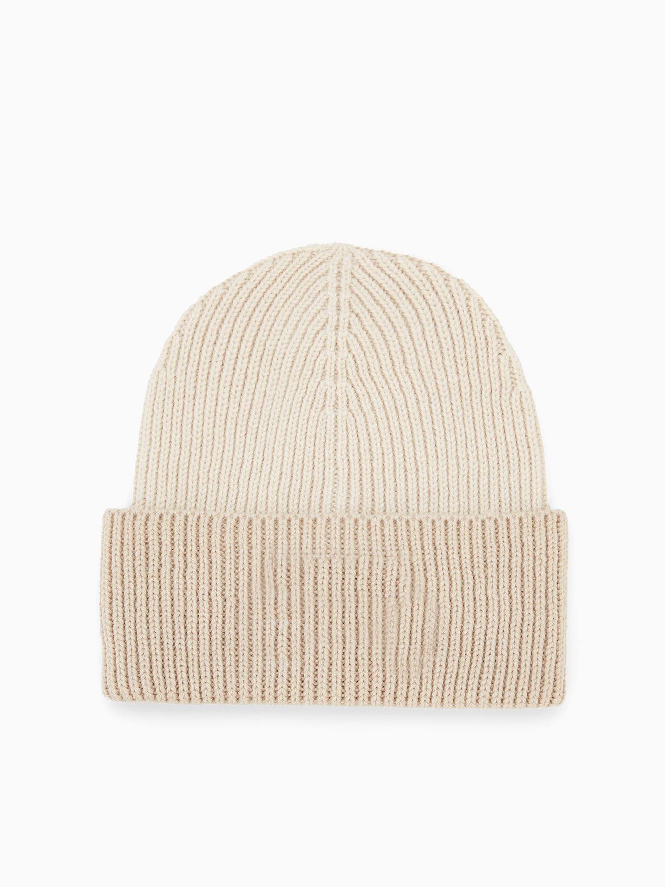  image of calvin-klein-wool-chunky-ribbed-beanie-white