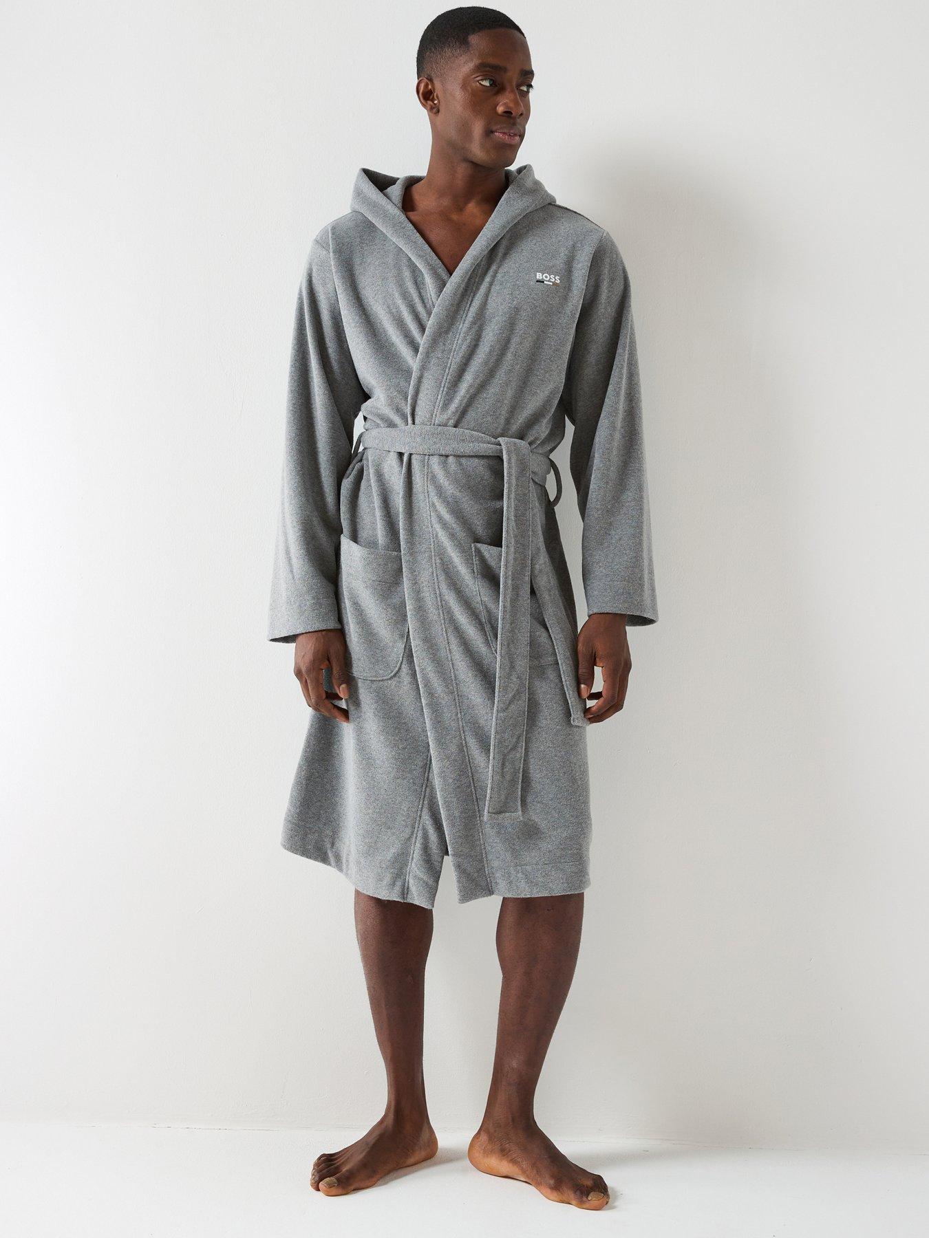 front image of boss-bodywear-corporate-trim-terry-robe-grey