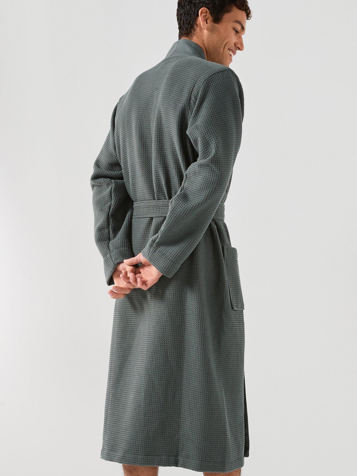 BOSS Bodywear Waffle Kimono Robe - Green | Littlewoods