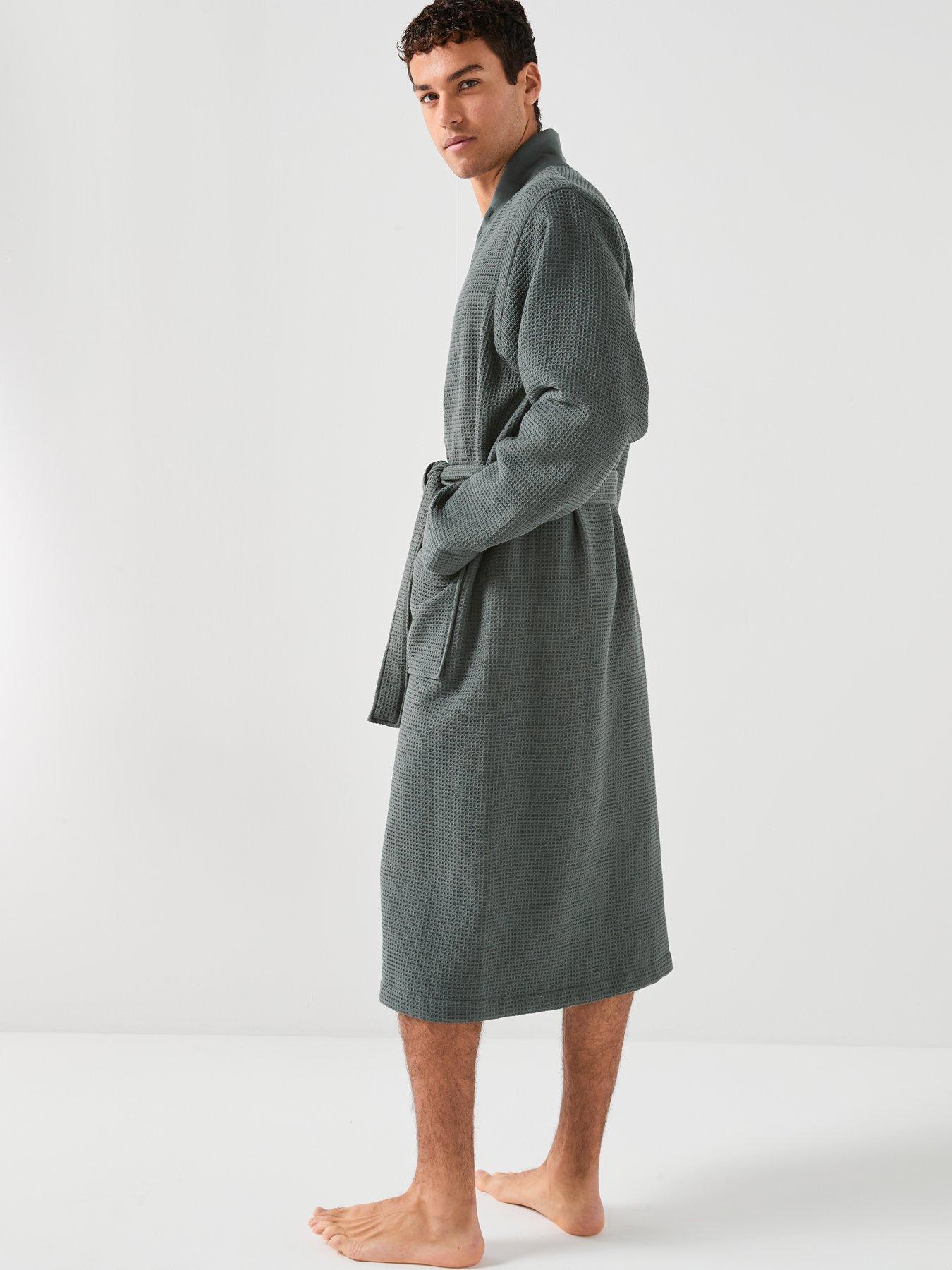 BOSS Bodywear Waffle Kimono Robe - Green | Littlewoods