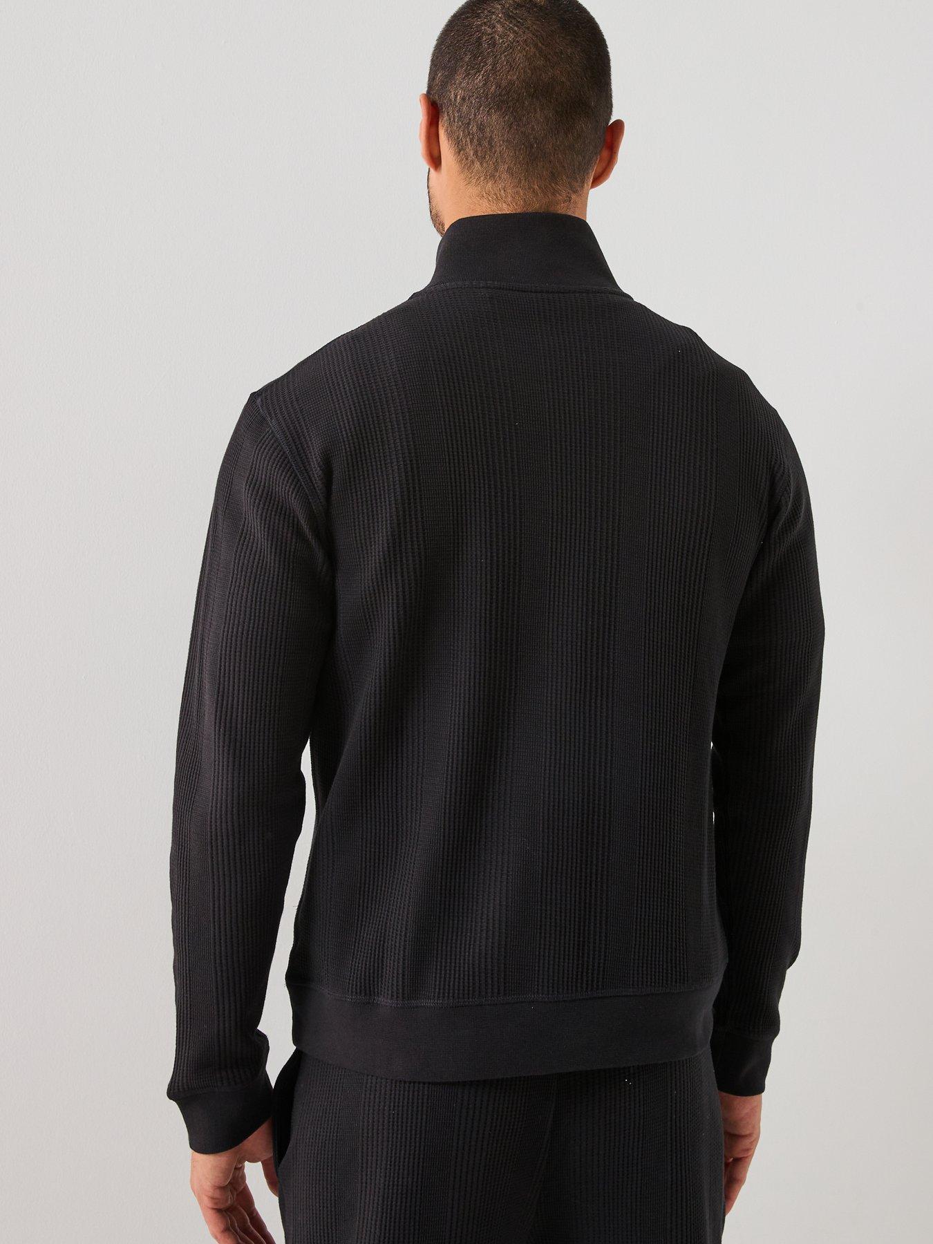  image of boss-bodywear-structure-waffle-14-zip-top-black