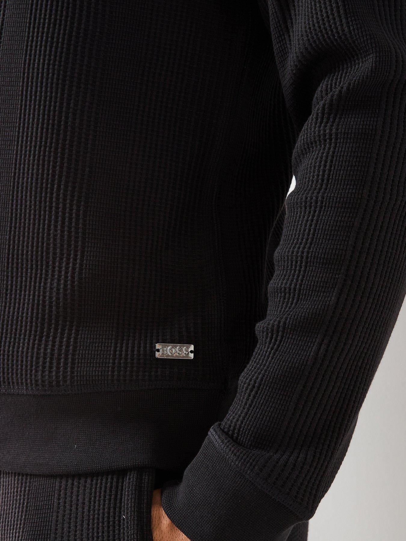  image of boss-bodywear-structure-waffle-14-zip-top-black