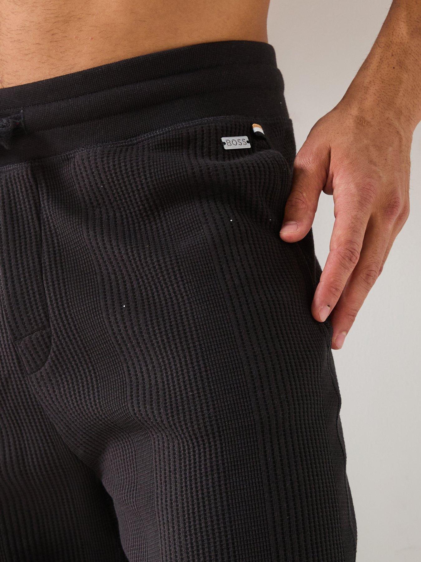  image of boss-bodywear-structure-waffle-cuff-pants-black