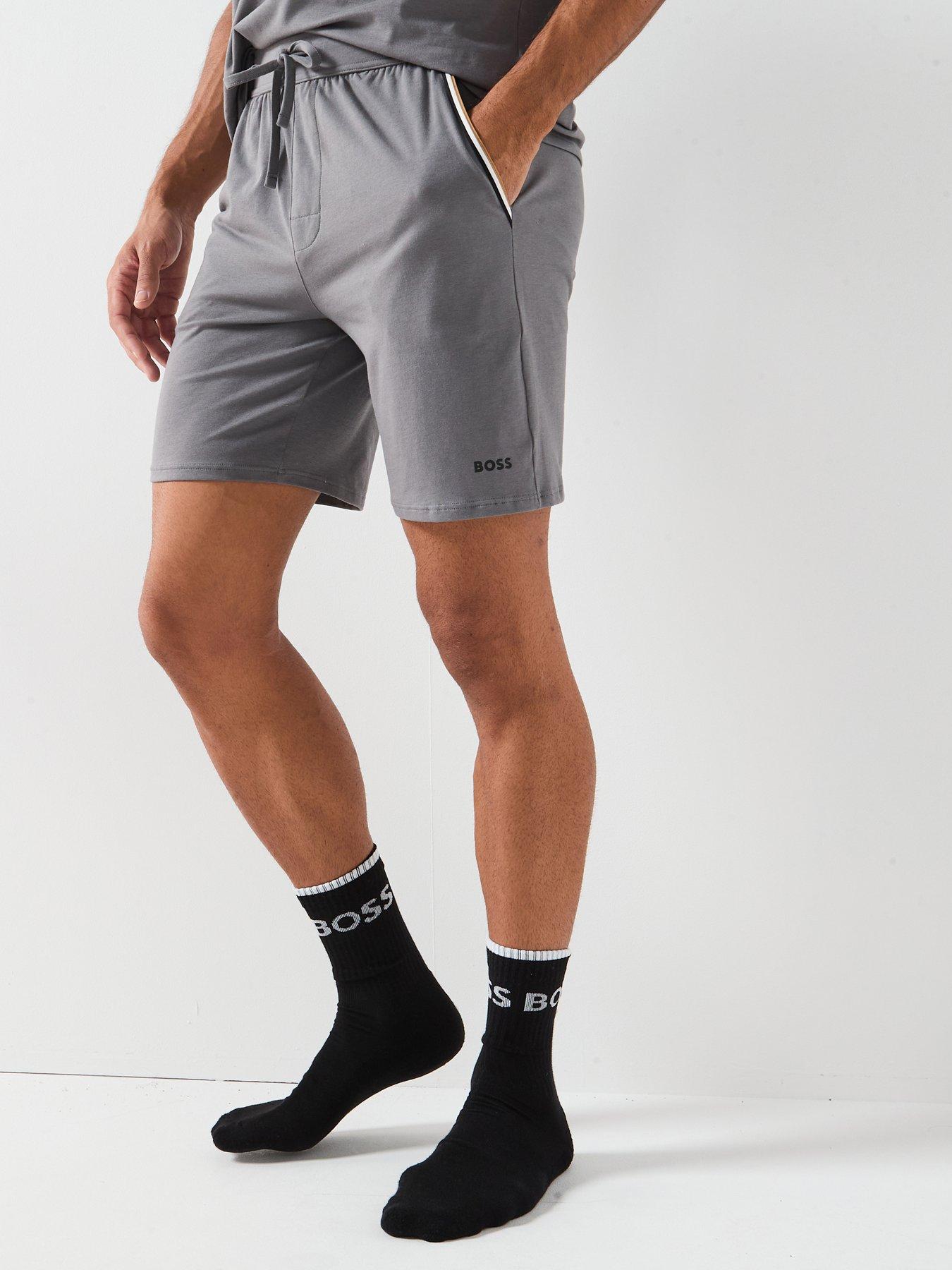 undefined Boss Unique Global Stripe Taped Loungewear Shorts - Grey